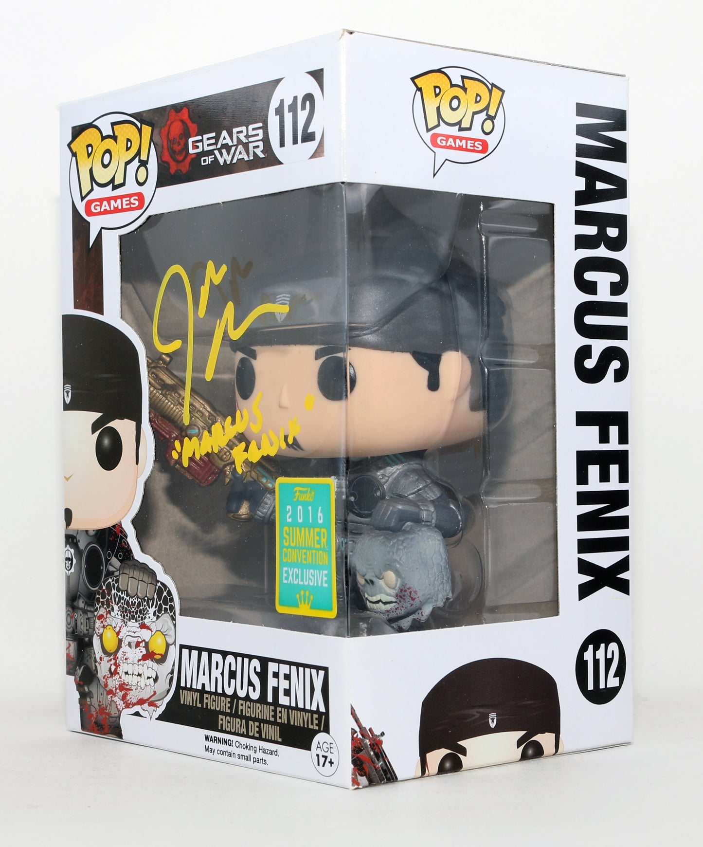 
                  
                    John DiMaggio as Marcus Fenix in Gears of War 2016 Summer Convention Exclusive Signed Funko POP! #112 with Character Name
                  
                