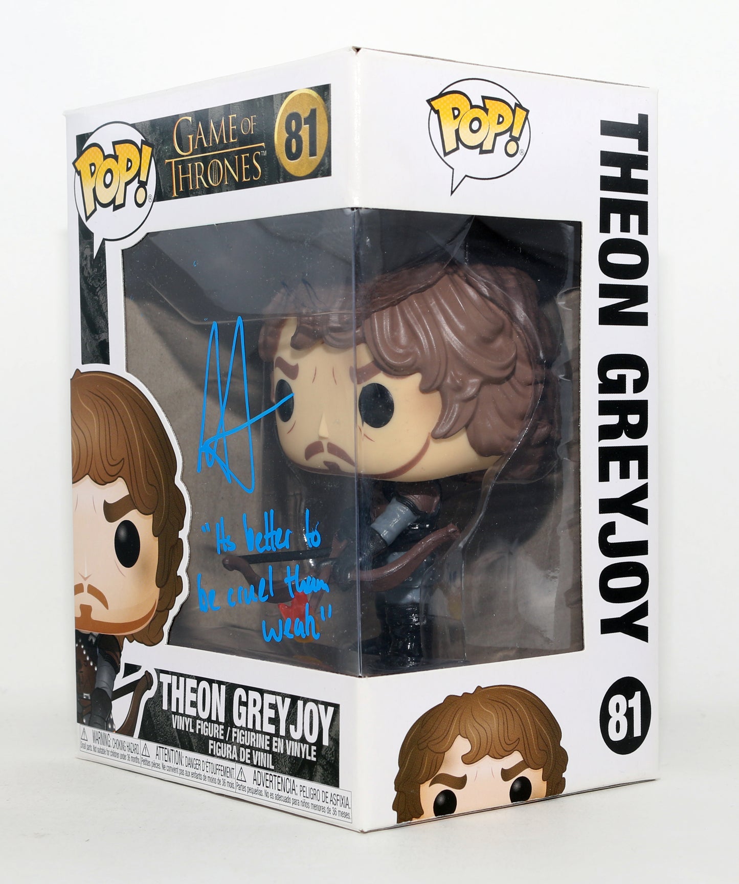 
                  
                    Alfie Allen as Theon Greyjoy in Game of Thrones Signed Funko POP! #81 with Quote
                  
                