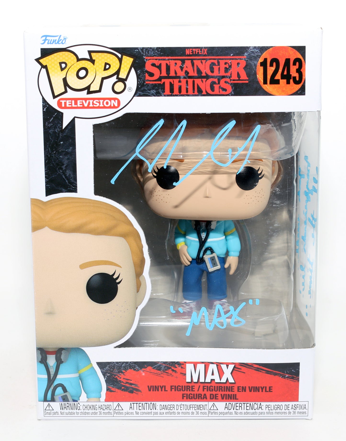 
                  
                    Sadie Sink as Max Mayfield in Stranger Things Signed Funko POP! #1243 with Character Name & Quote
                  
                