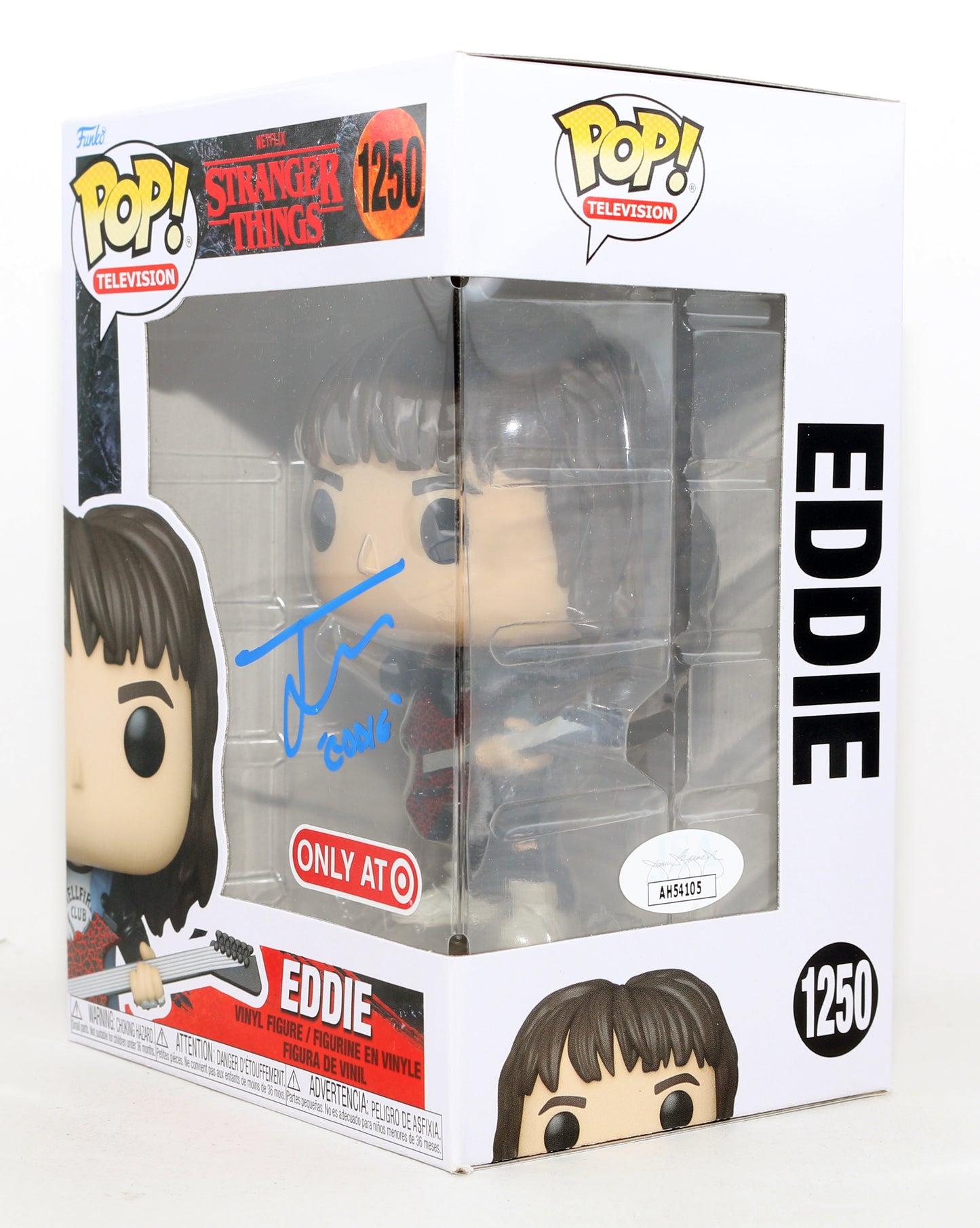 
                  
                    Joseph Quinn as Eddie Munson in Stranger Things Target Exclusive (JSA) Signed Funko POP! #1250 with Character Name
                  
                