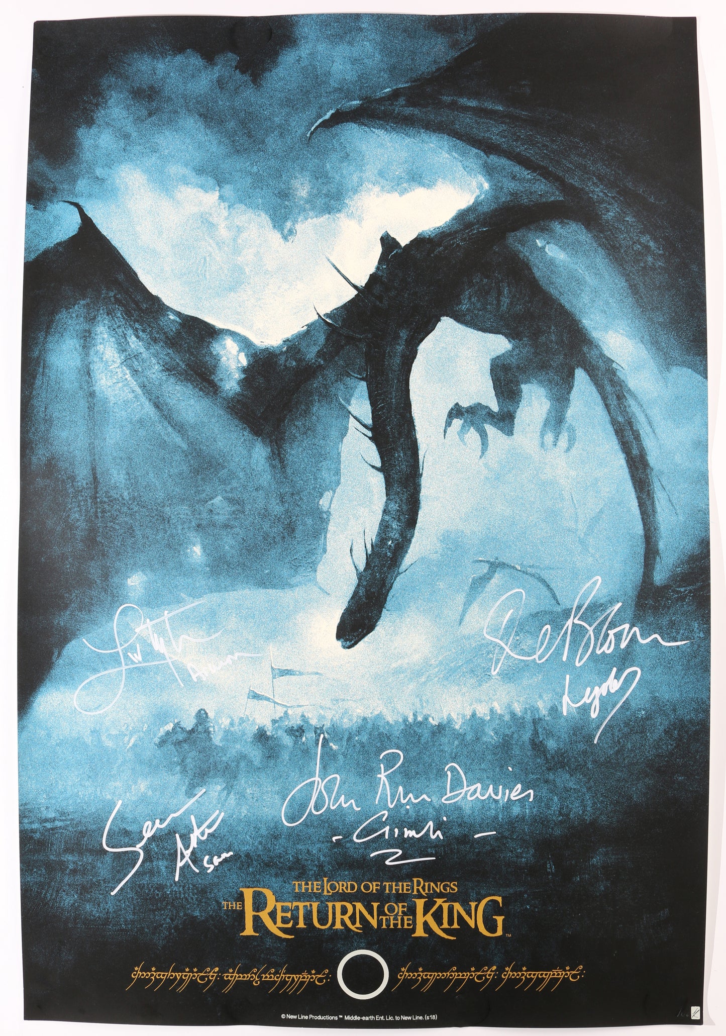 
                  
                    The Lord of the Rings: The Return of the King 24x36 Poster Cast Signed by Sean Astin, Liv Tyler, John Rhys-Davies, & Orlando Bloom with Character Names
                  
                