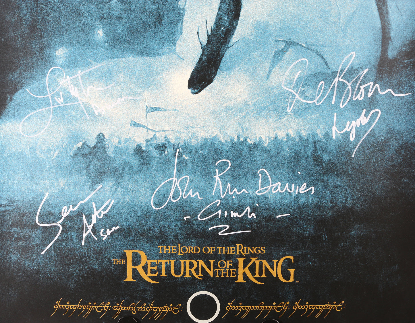 
                  
                    The Lord of the Rings: The Return of the King 24x36 Poster Cast Signed by Sean Astin, Liv Tyler, John Rhys-Davies, & Orlando Bloom with Character Names
                  
                