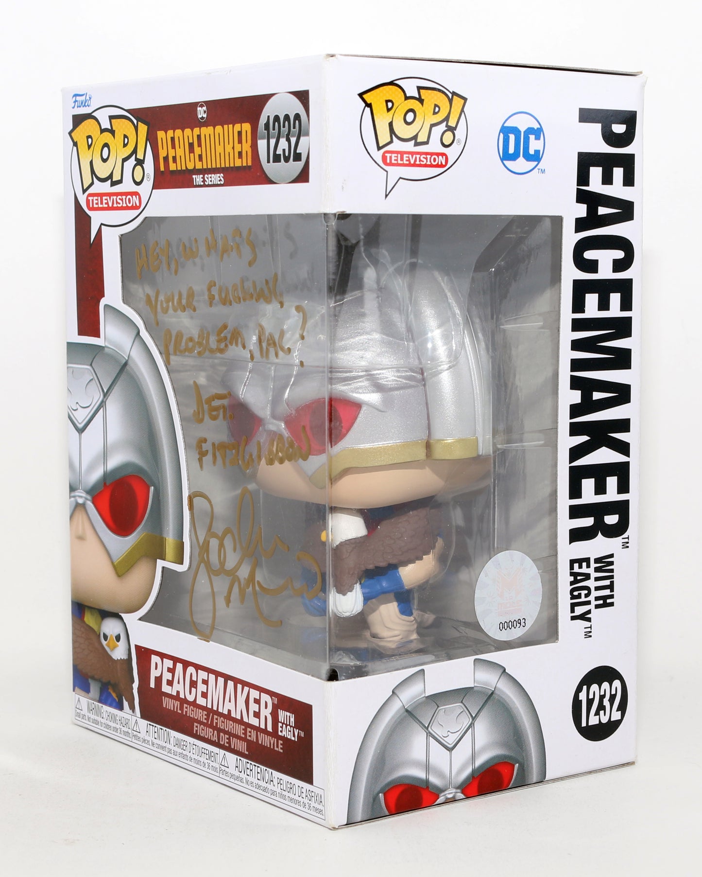 
                  
                    Lochlyn Munro as Detective Larry Fitzgibbon in Peacemaker Signed Funko POP! #1232 with Character Name & Quote
                  
                