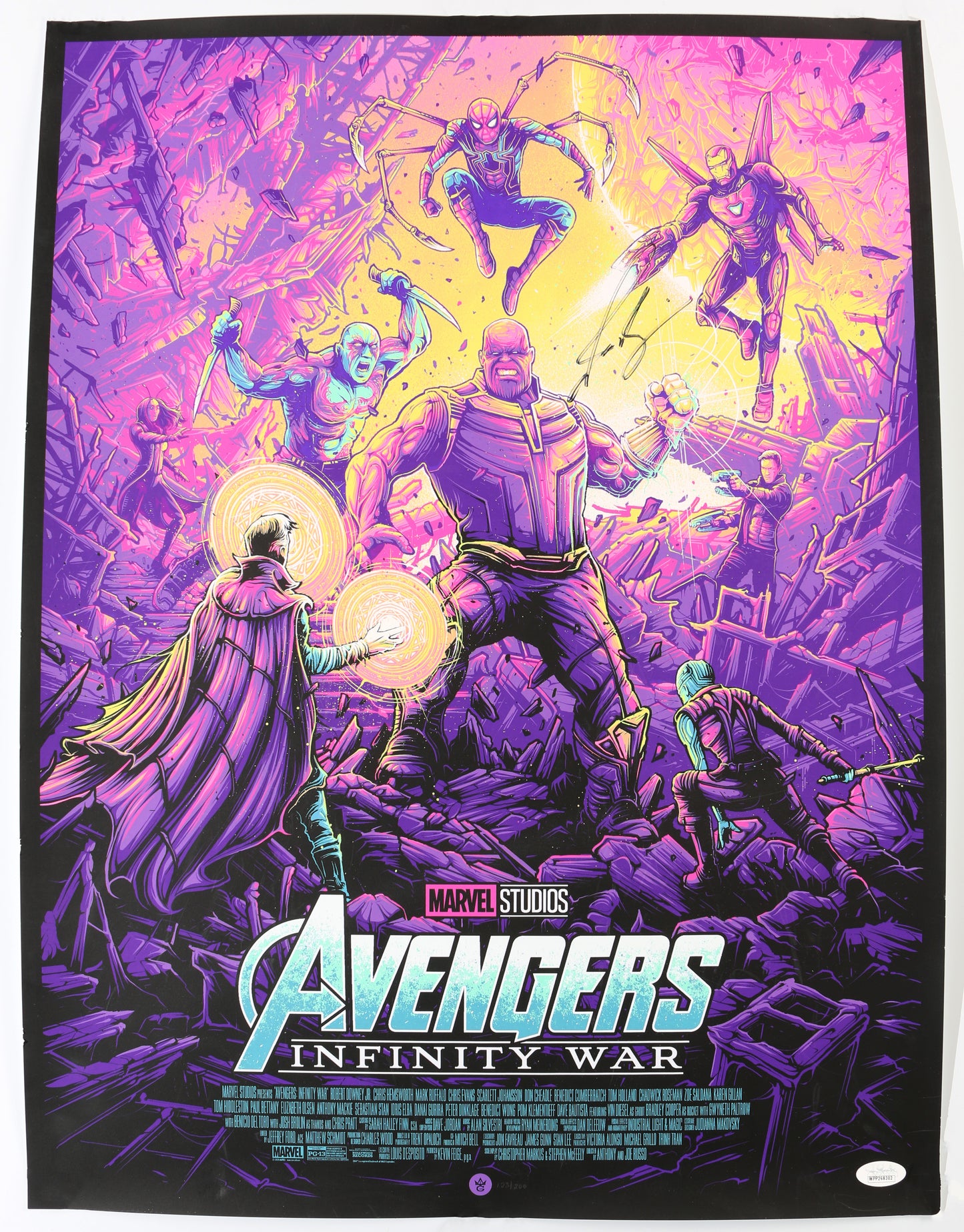
                  
                    Josh Brolin as Thanos in Avengers: Infinity War (JSA) Signed 18x24 Limited Edition #123 / 200 Dan Mumford Screen Art Print
                  
                
