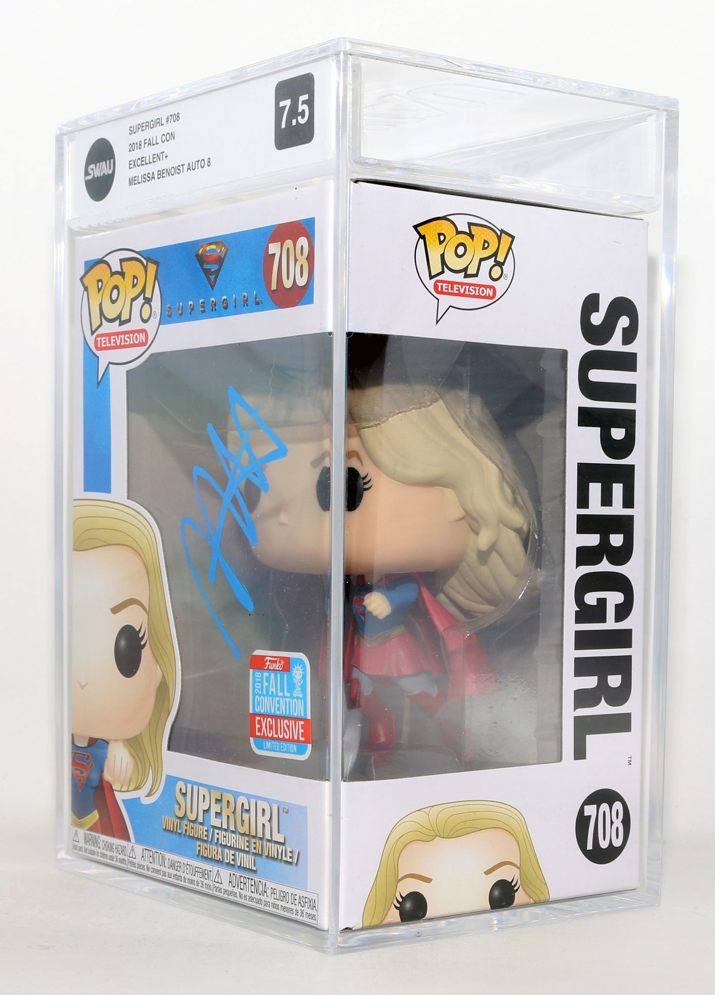 
                  
                    Melissa Benoist as Supergirl in Supergirl 2018 FCE Limited Edition (SWAU Encapsulated Grade 7.5 / Auto 8) Signed Funko POP! #708
                  
                