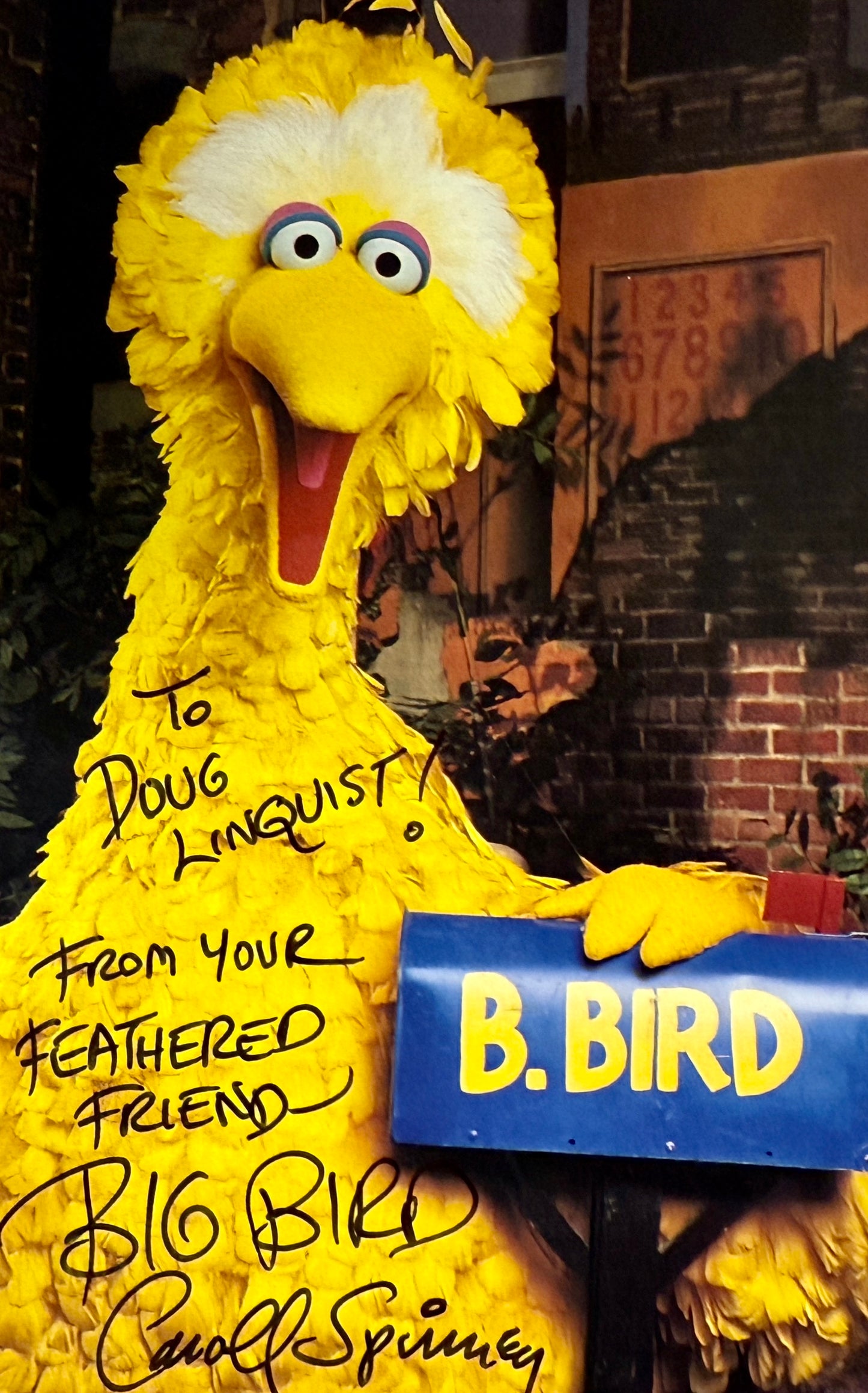 
                  
                    Caroll Spinney as Big Bird in Sesame Street Vintage Signed 3.5x5.5 Postcard with Character Name
                  
                