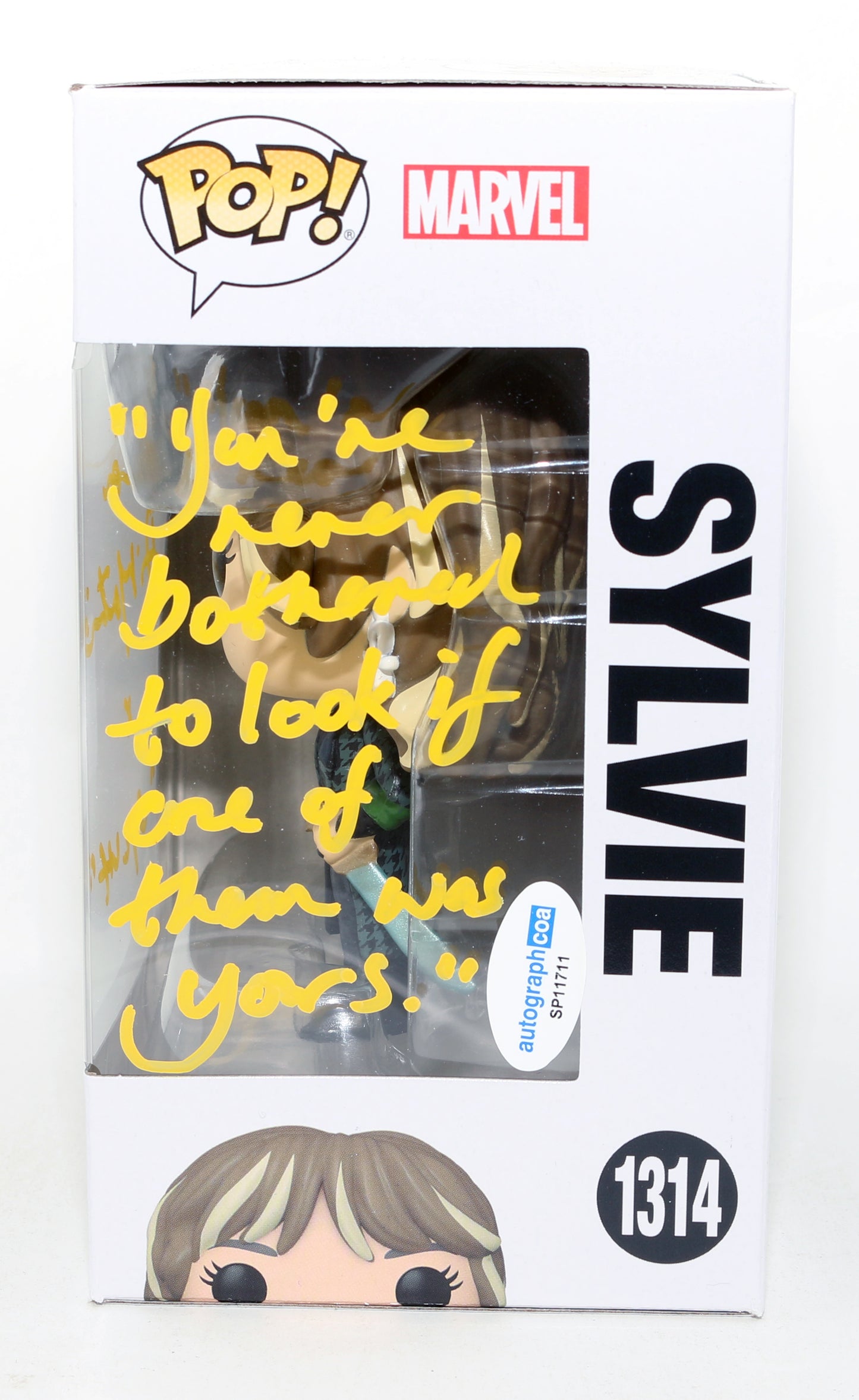 
                  
                    Sophia Di Martino as Sylvie in Loki Season 2 Signed Funko POP! #1314 with Character Name & Quote
                  
                