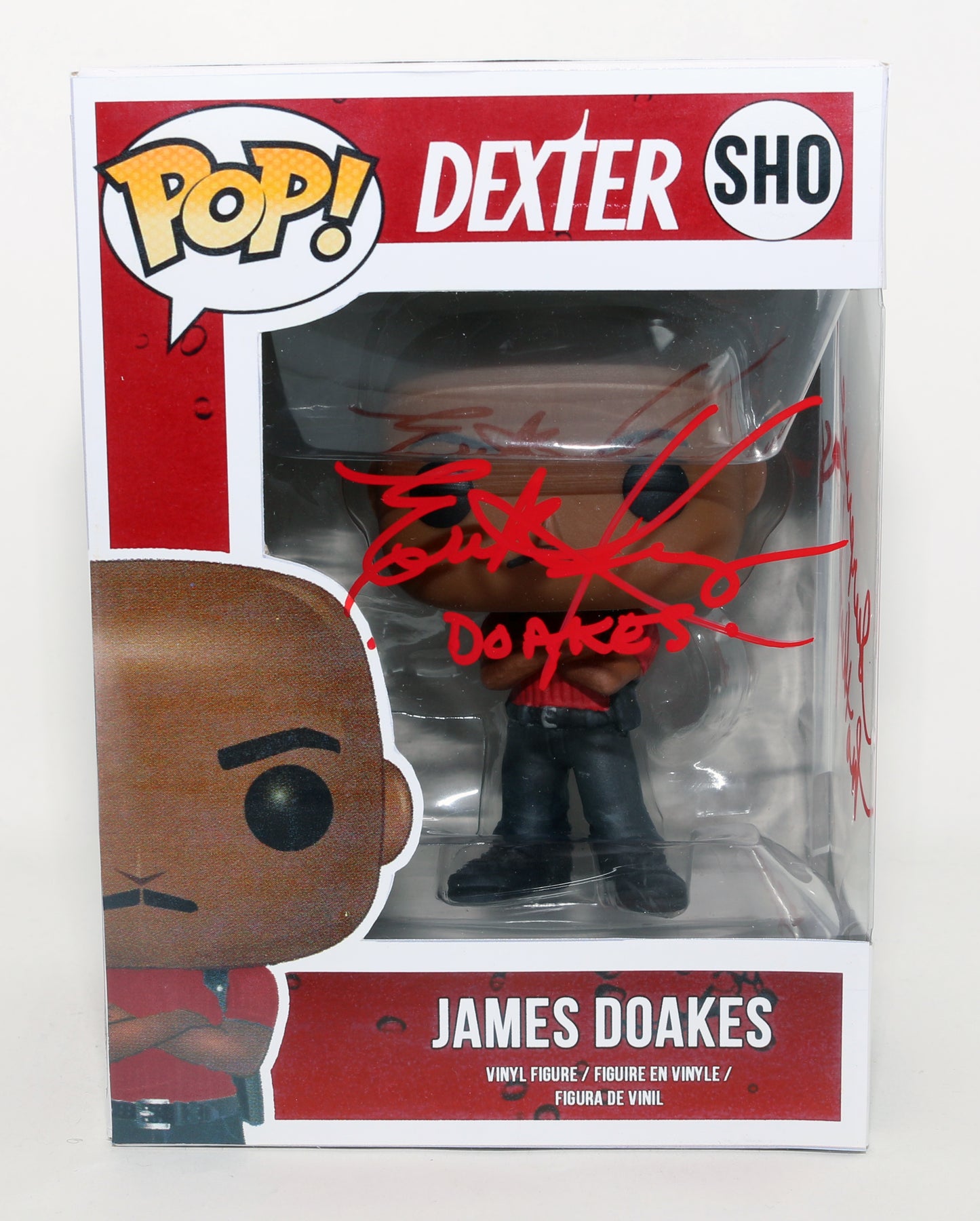 
                  
                    Erik King as Detective James Doakes in Dexter (JSA) Signed Spastic Customs Funko POP! #SHO with Character Name and Quote
                  
                
