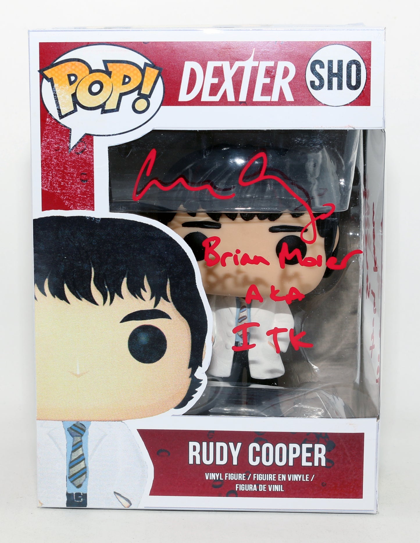 
                  
                    Christian Camargo as Rudy Cooper / Brian Moser in Dexter Signed Spastic Customs Funko POP! #SHO with Character Names and Quote
                  
                