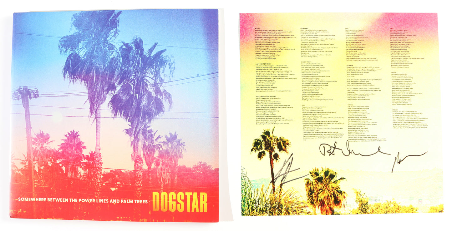 
                  
                    Dogstar: Somewhere Between the Power Lines & Palm Trees LP 12" Vinyl Record Insert Band Signed by Keanu Reeves, Robert Mailhouse, & Bret Domrose
                  
                