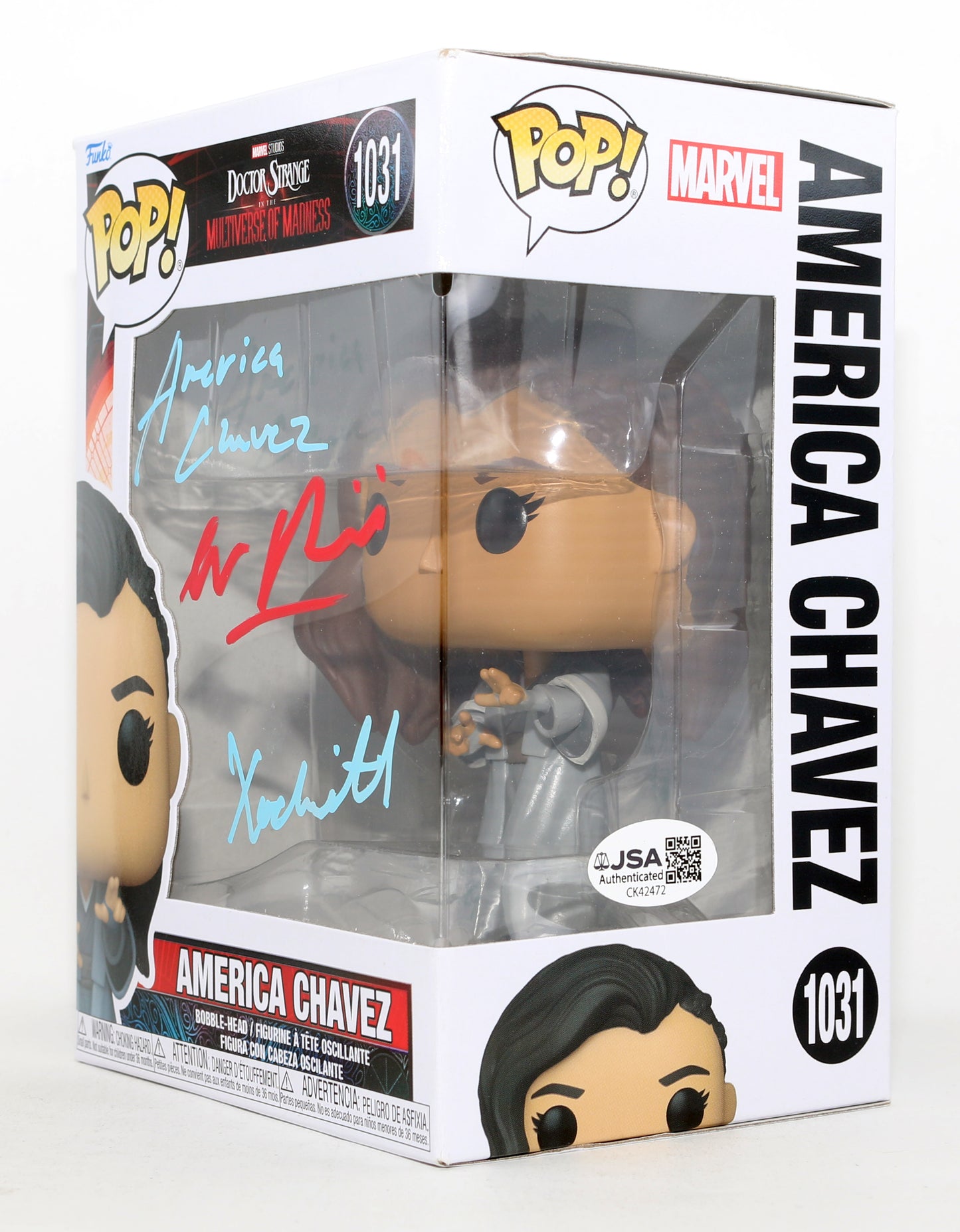 
                  
                    Xochitl Gomez as America Chavez & Sam Raimi Director of Doctor Strange in the Multiverse of Madness (JSA) Signed Funko POP! #1031 with Character Name
                  
                