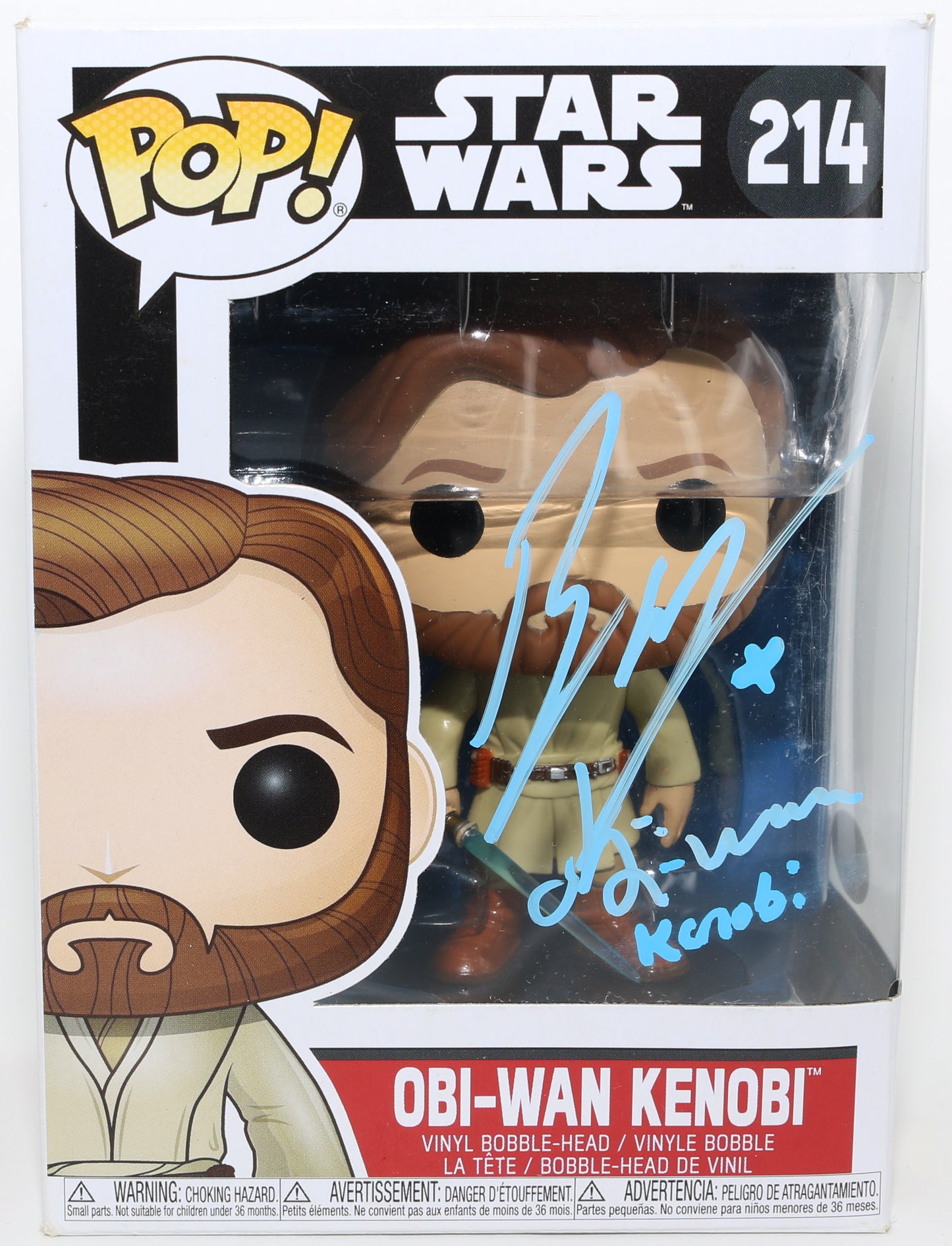 
                  
                    Ewan McGregor as Obi-Wan Kenobi in Star Wars Episode III: Revenge of the Sith (JSA) Signed Funko POP! #214 with Character Name
                  
                
