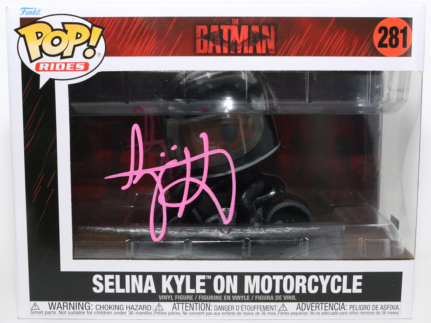 
                  
                    Zoe Kravitz as Selina Kyle on Motorcycle in The Batman (Celebrity Authentics) Signed Funko POP! Rides #281
                  
                