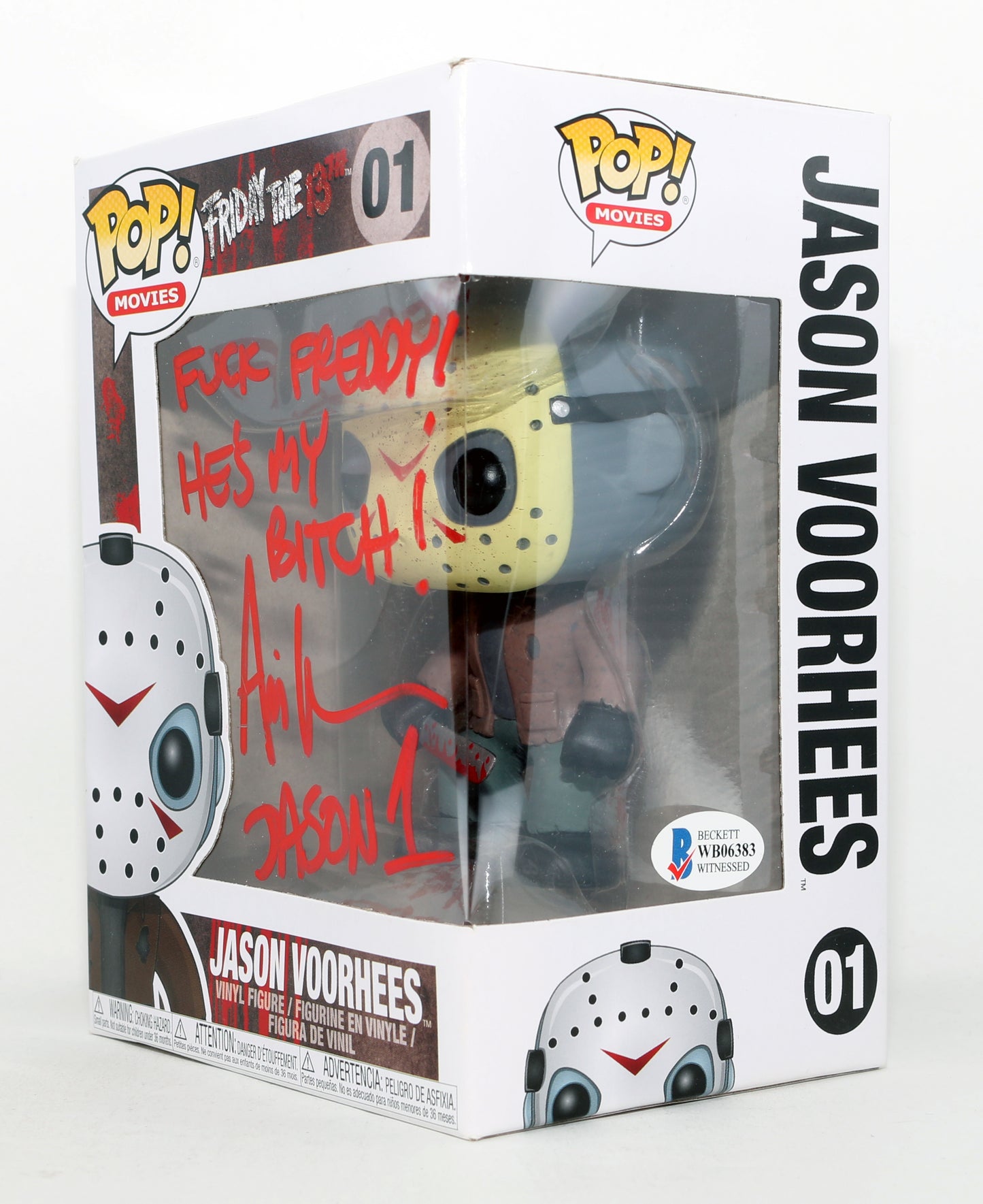 
                  
                    Ari Lehman as Child Jason Voorhees in Friday the 13th (Beckett) Signed Funko POP! #01 with Character Name & Quote
                  
                