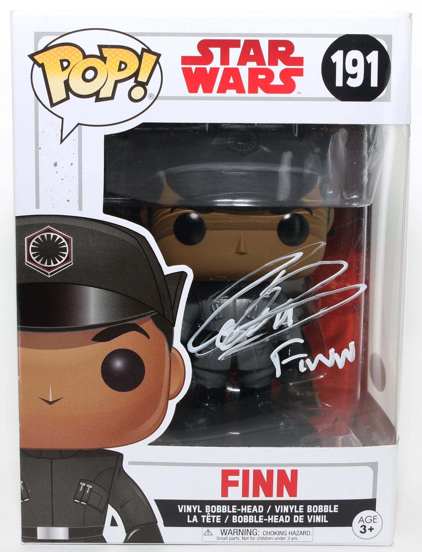 
                  
                    John Boyega as Finn in Star Wars: Rise of Skywalker (JSA) Signed Funko POP! #191 with Character Name
                  
                