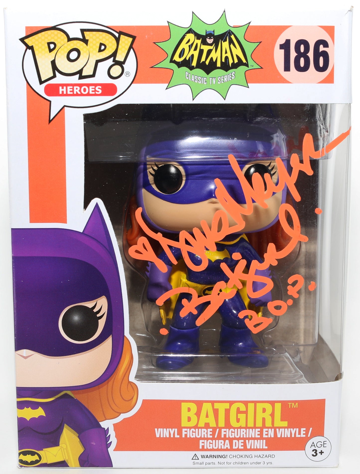 
                  
                    Dina Meyers as Batgirl in Birds of Prey Signed Funko POP! #186 with Character Name
                  
                