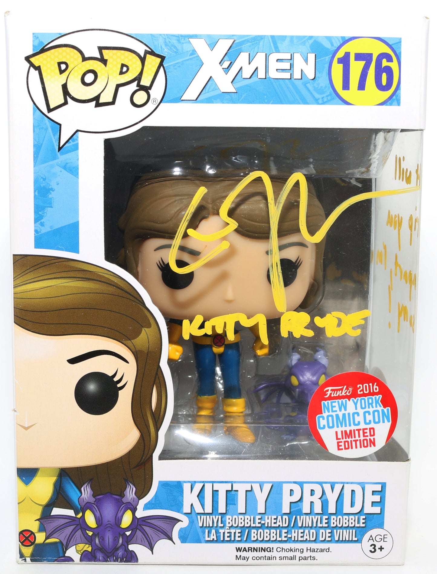 
                  
                    Elliot / Ellen Page as Kitty Pryde in X-Men 2016 New York Comic Con Exclusive (JSA) Signed Funko POP! #176 with Character Name & Quote
                  
                