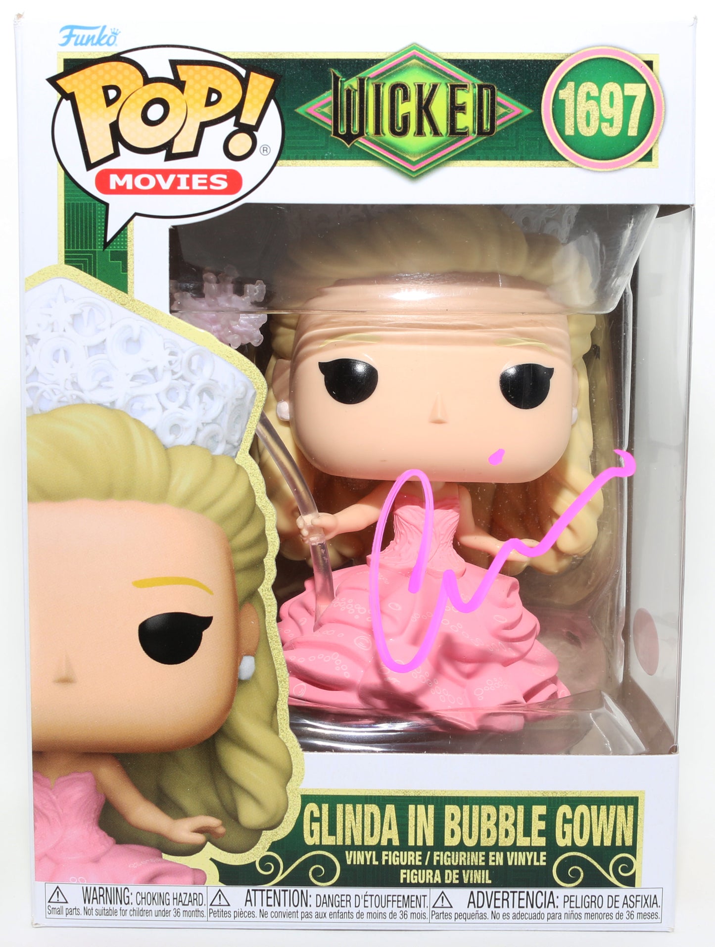 
                  
                    Ariana Grande as Glinda in Bubble Gown in Wicked (JSA) Signed Funko POP! #1697
                  
                