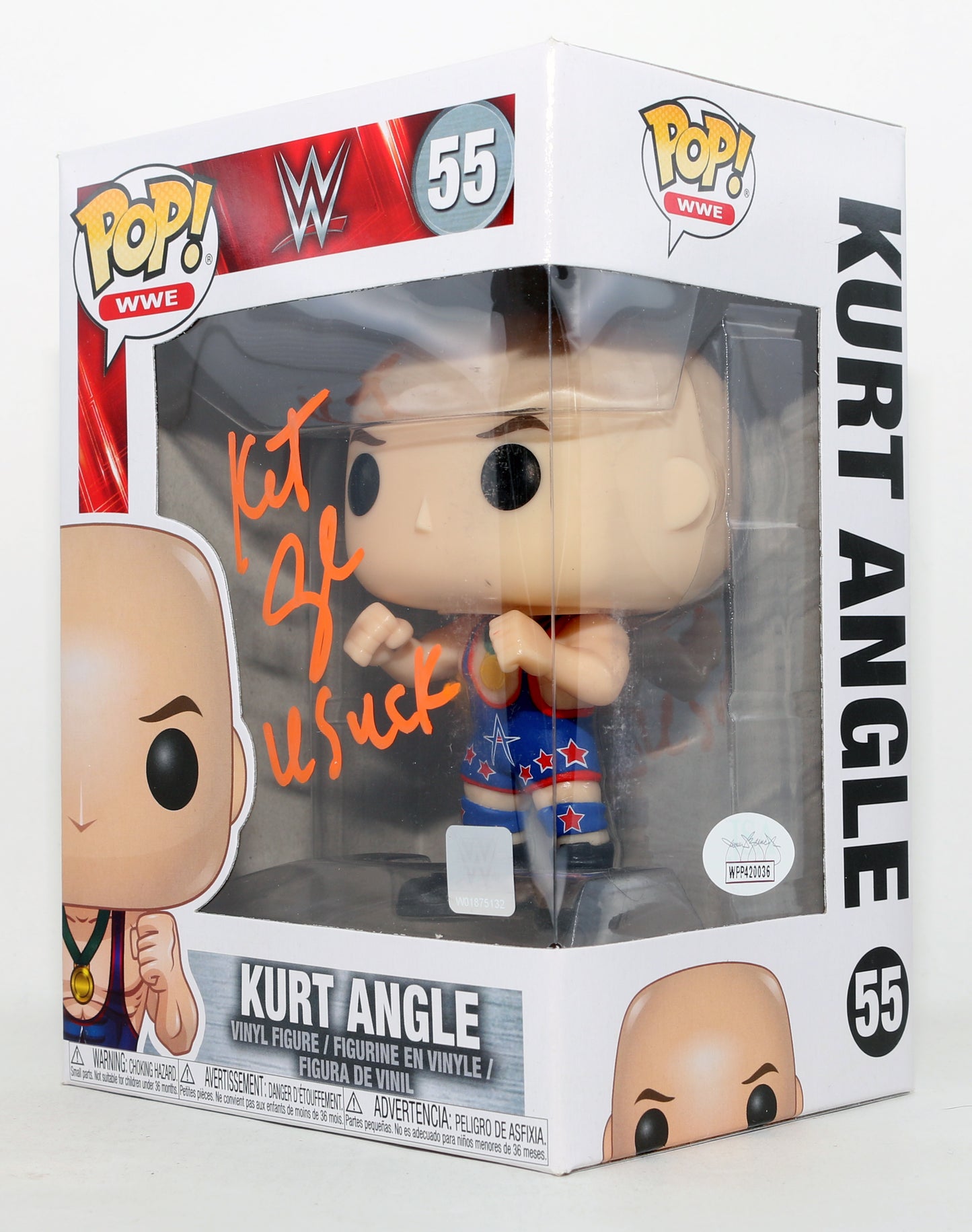 
                  
                    Kurt Angle WWE Wrestler (JSA) Signed Funko POP! #55 with Quote
                  
                