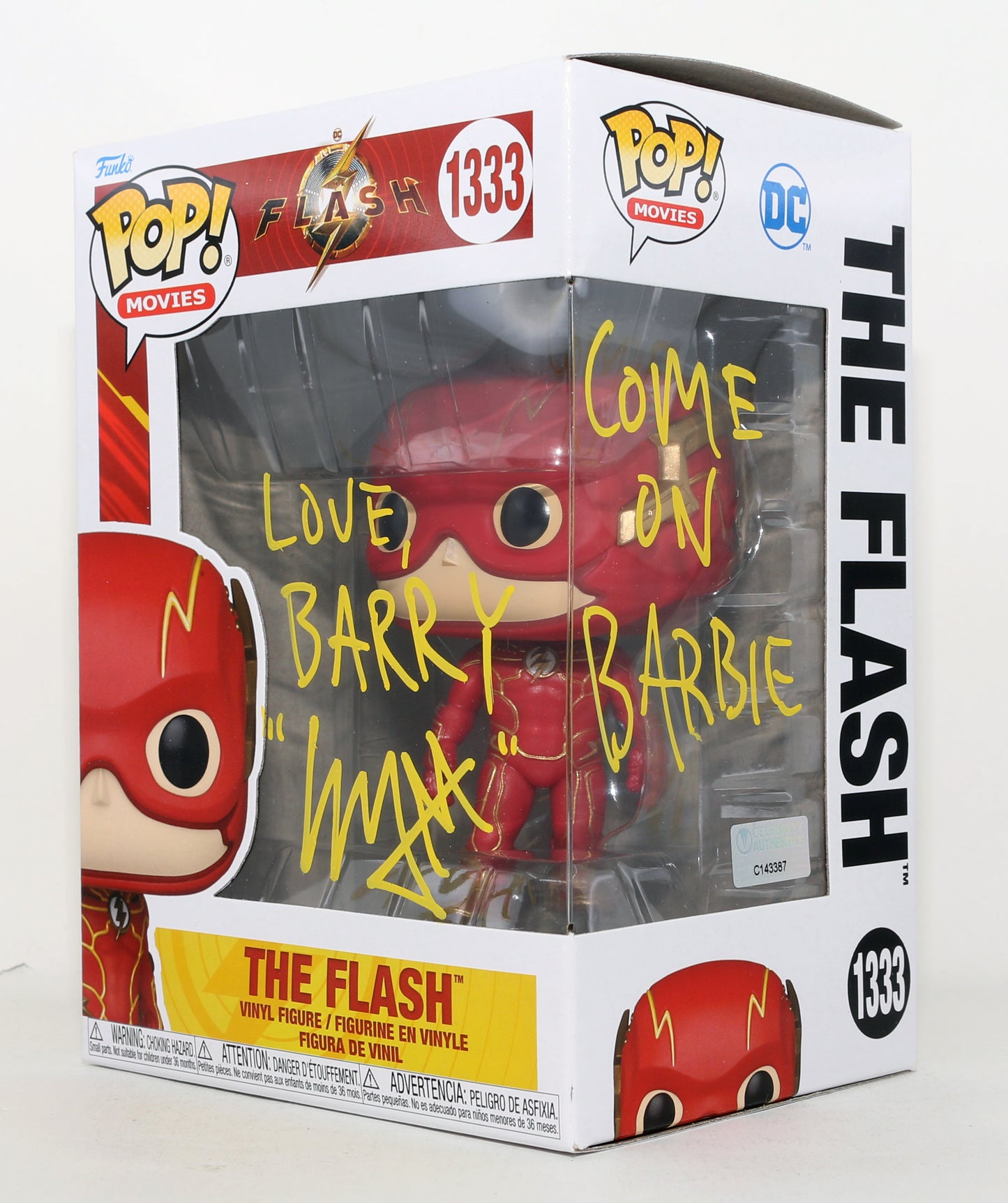 
                  
                    Ezra Miller as Barry Allen in The Flash (Celebrity Authentics) Signed Funko POP! #1333 with Character Name & Quote
                  
                