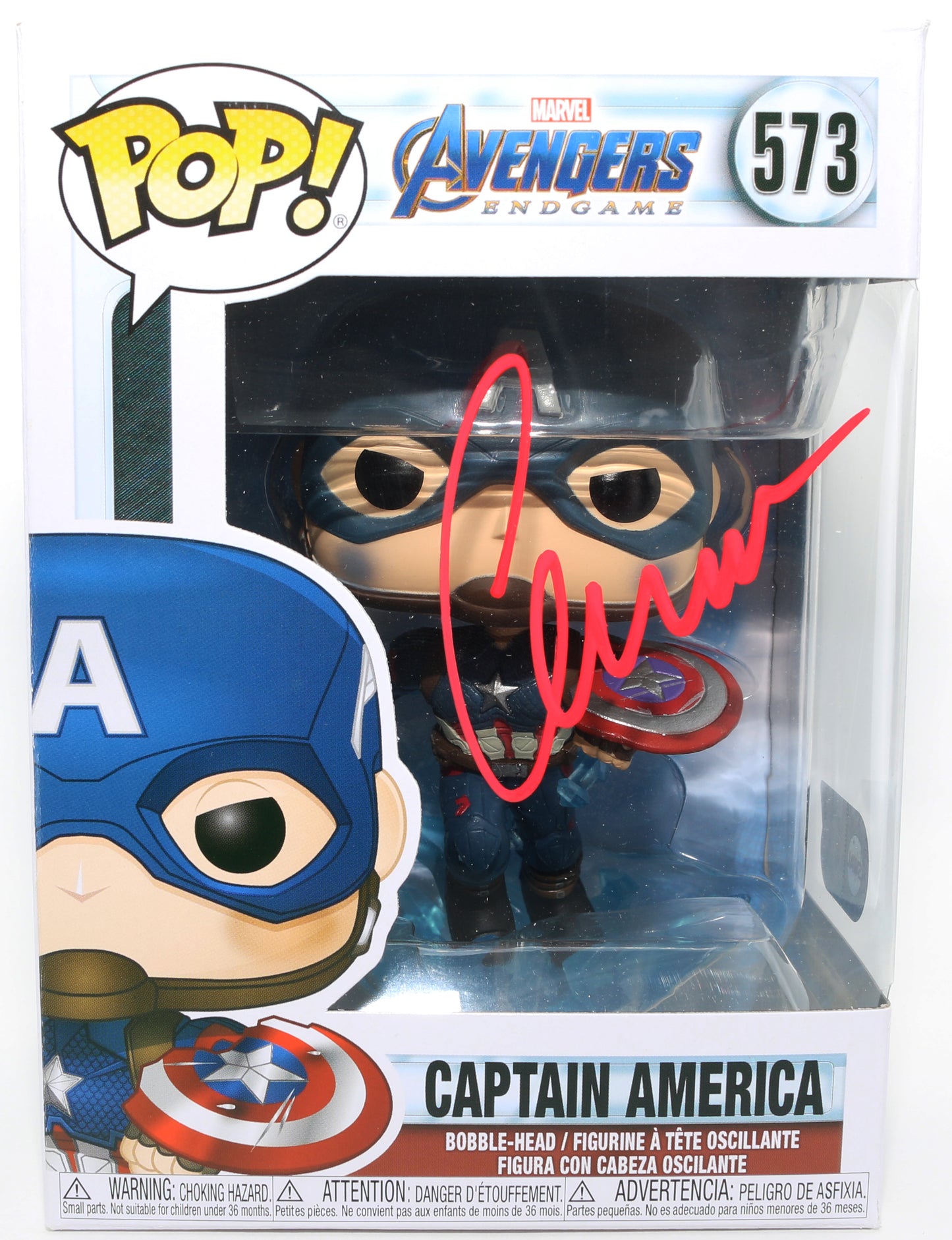 
                  
                    Chris Evans as Captain America in Avengers: Endgame (SWAU) Signed Funko POP! #573
                  
                