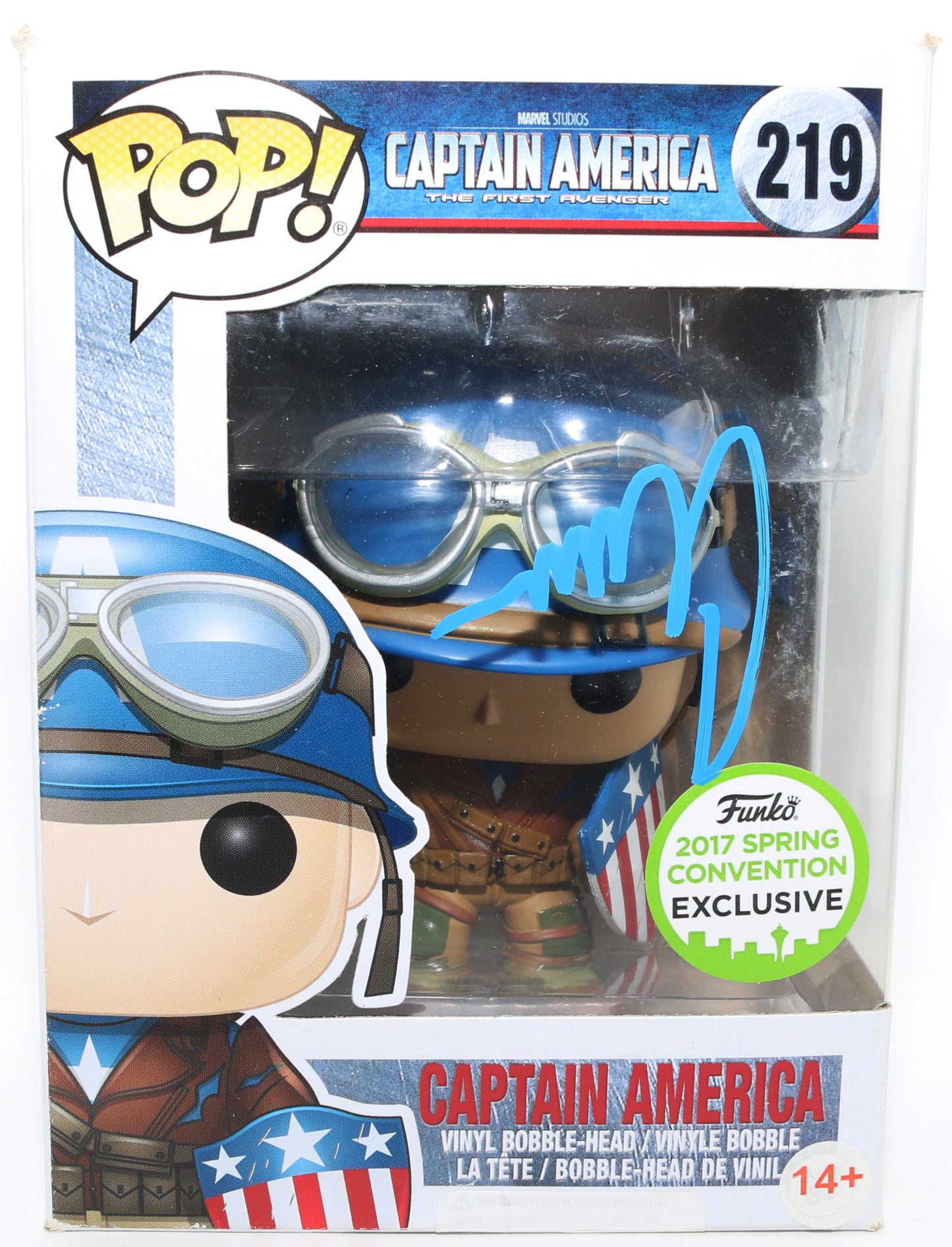 
                  
                    Chris Evans as Captain America in Captain America: The First Avenger 2017 Spring Convention Exclusive (SWAU) Signed Funko POP! #219
                  
                