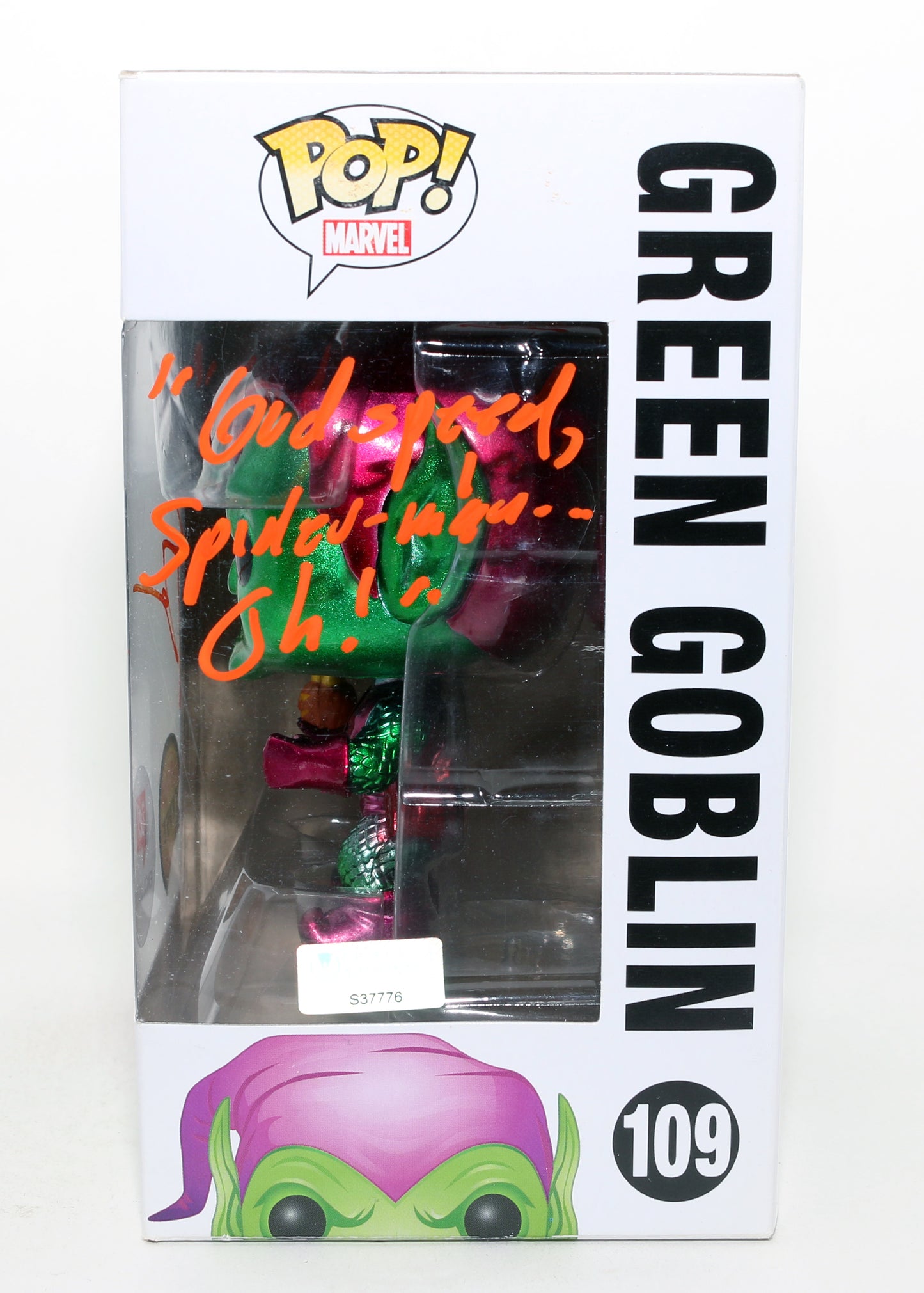 
                  
                    Willem Dafoe as Green Goblin in Spider-Man Limited Chase Edition Walgreens Exclusive (Celebrity Authentics) Signed Funko POP! #109 with Quote
                  
                