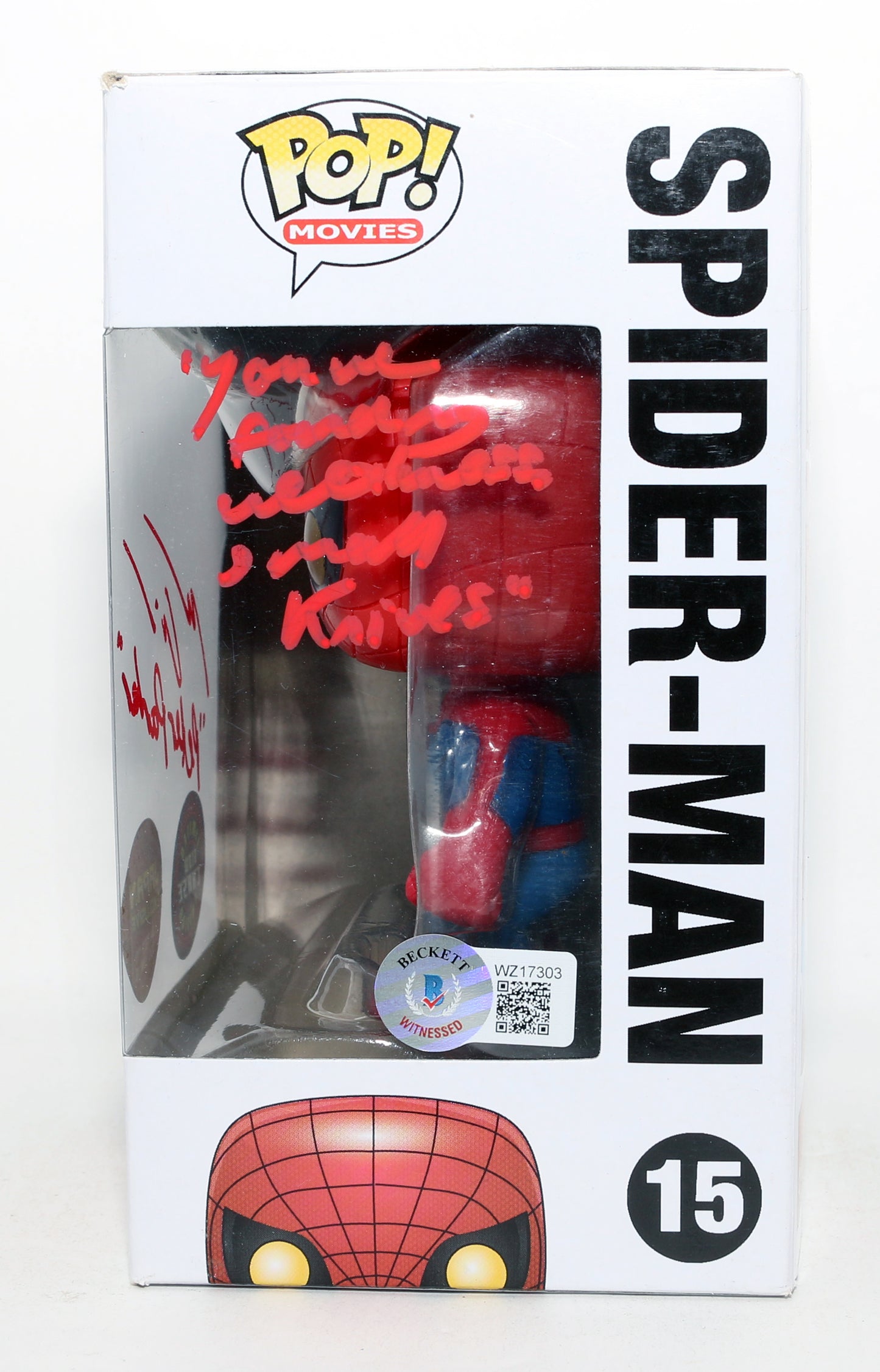 
                  
                    Andrew Garfield as Spider-Man in The Amazing Spider-Man GITD Limited Chase Edition Japan Exclusive Limited to 1000 (Beckett) Signed Funko POP! #15 with Character Name & Quote
                  
                