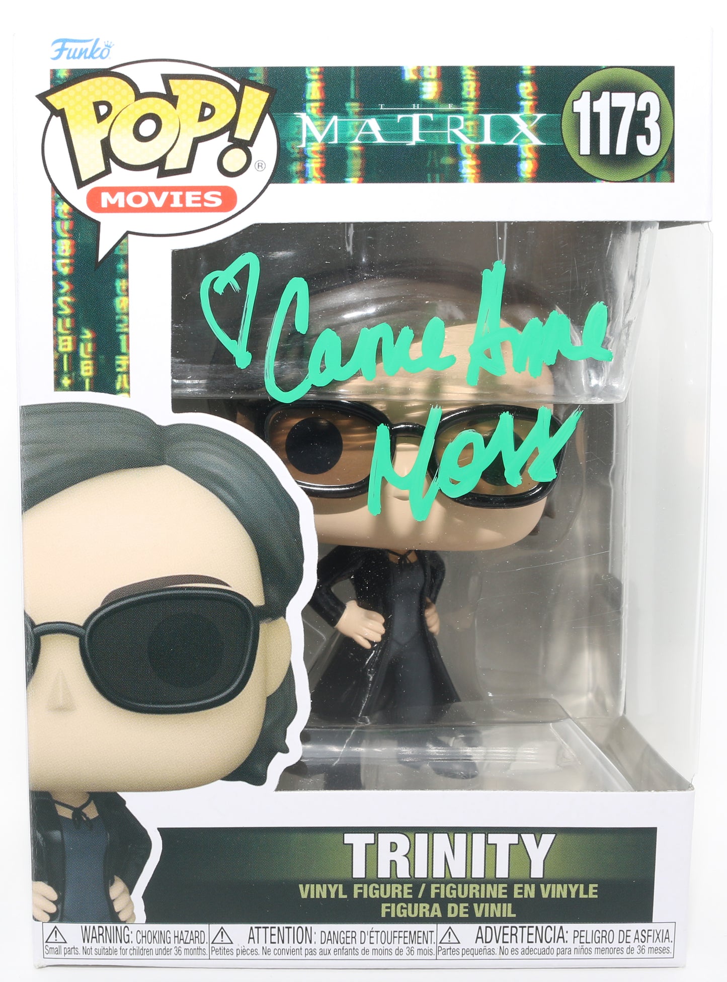 
                  
                    Carrie-Anne Moss as Trinity in The Matrix (Official Pix) Signed Funko POP! #1173
                  
                