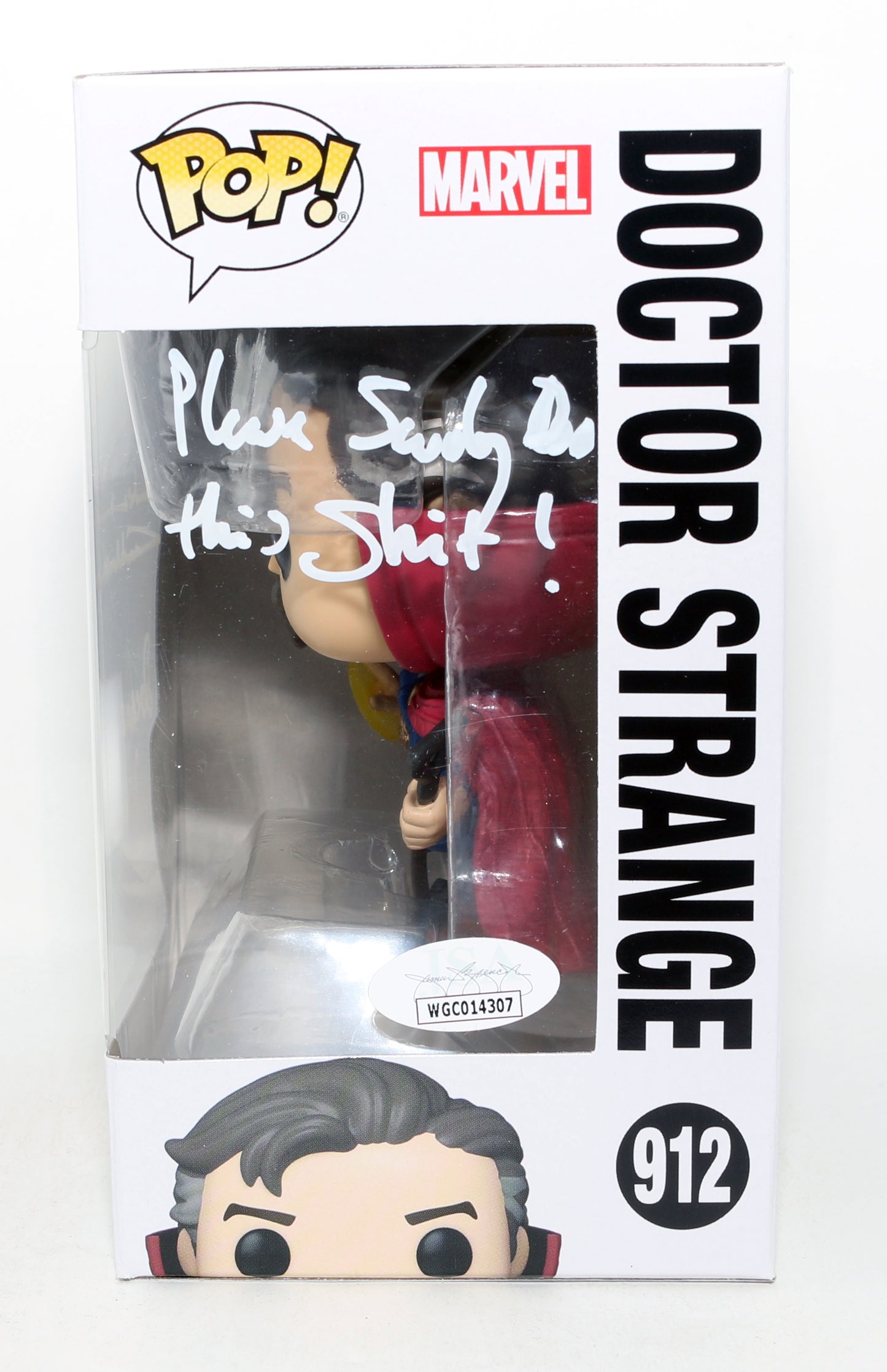 
                  
                    Benedict Cumberbatch as Doctor Strange in Spider-Man: No Way Home (JSA) Signed Funko POP! #912 with Character Name & Quote
                  
                