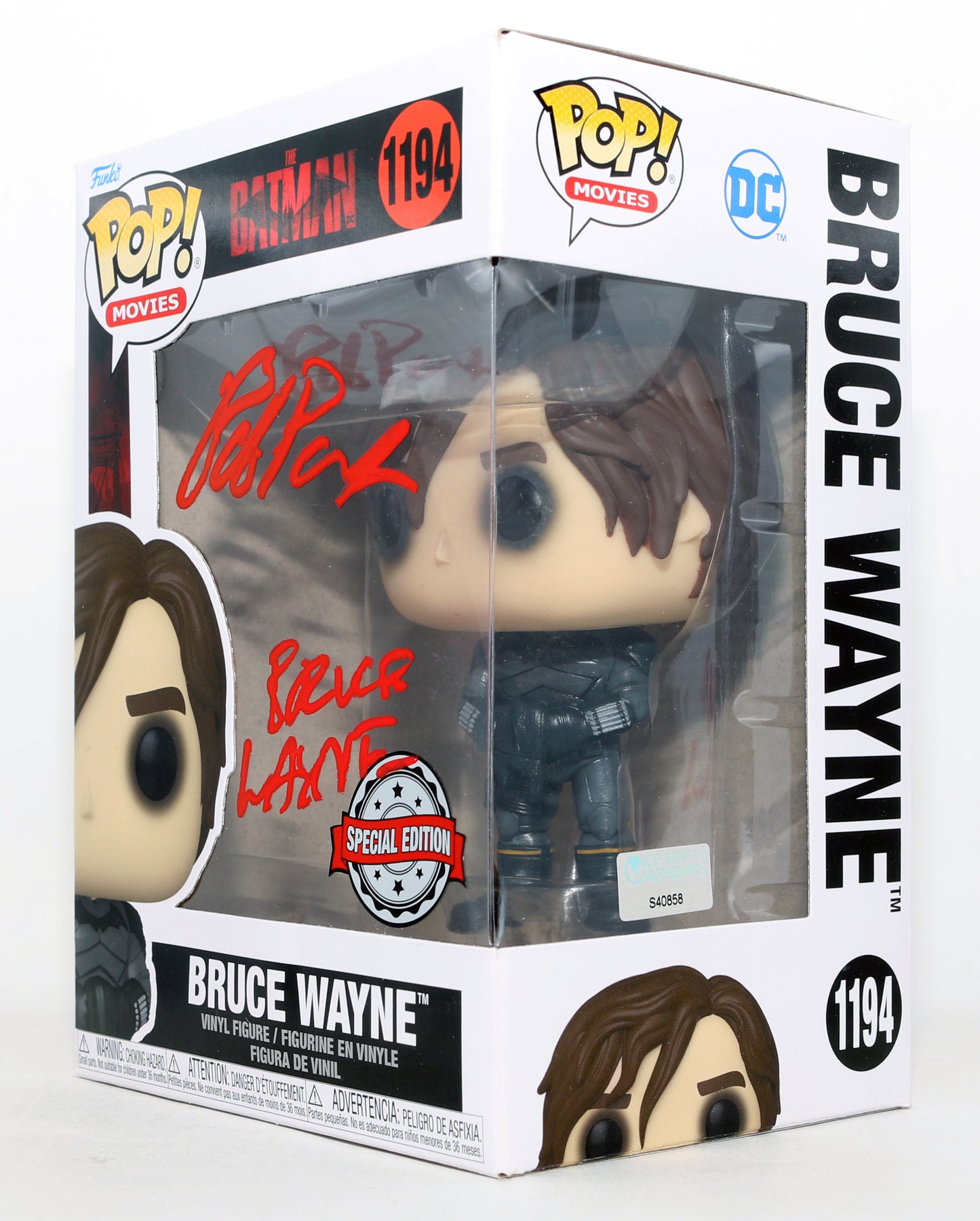 
                  
                    Robert Pattinson as Bruce Wayne in The Batman Special Edition (Celebrity Authentics) Signed Funko POP! #1194 with Character Name
                  
                