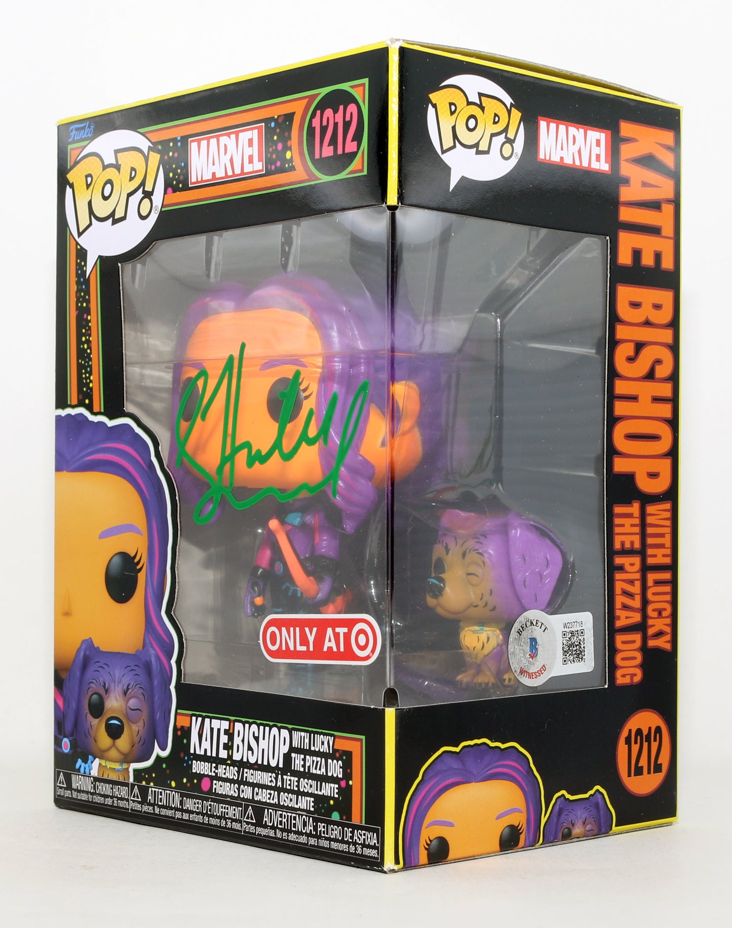 
                  
                    Hailee Steinfeld as Kate Bishop in Hawkeye Blacklight Target Exclusive (Beckett) Signed Funko POP! #1212
                  
                