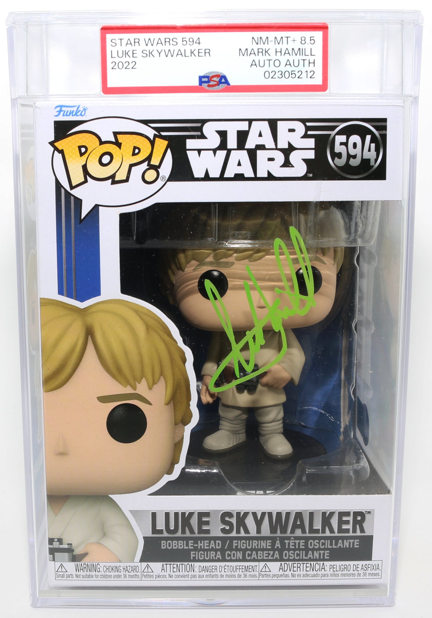 
                  
                    Mark Hamill as Luke Skywalker in Star Wars: A New Hope (Beckett / PSA Encapsulated Grade 8.5) Signed Funko POP! #594
                  
                