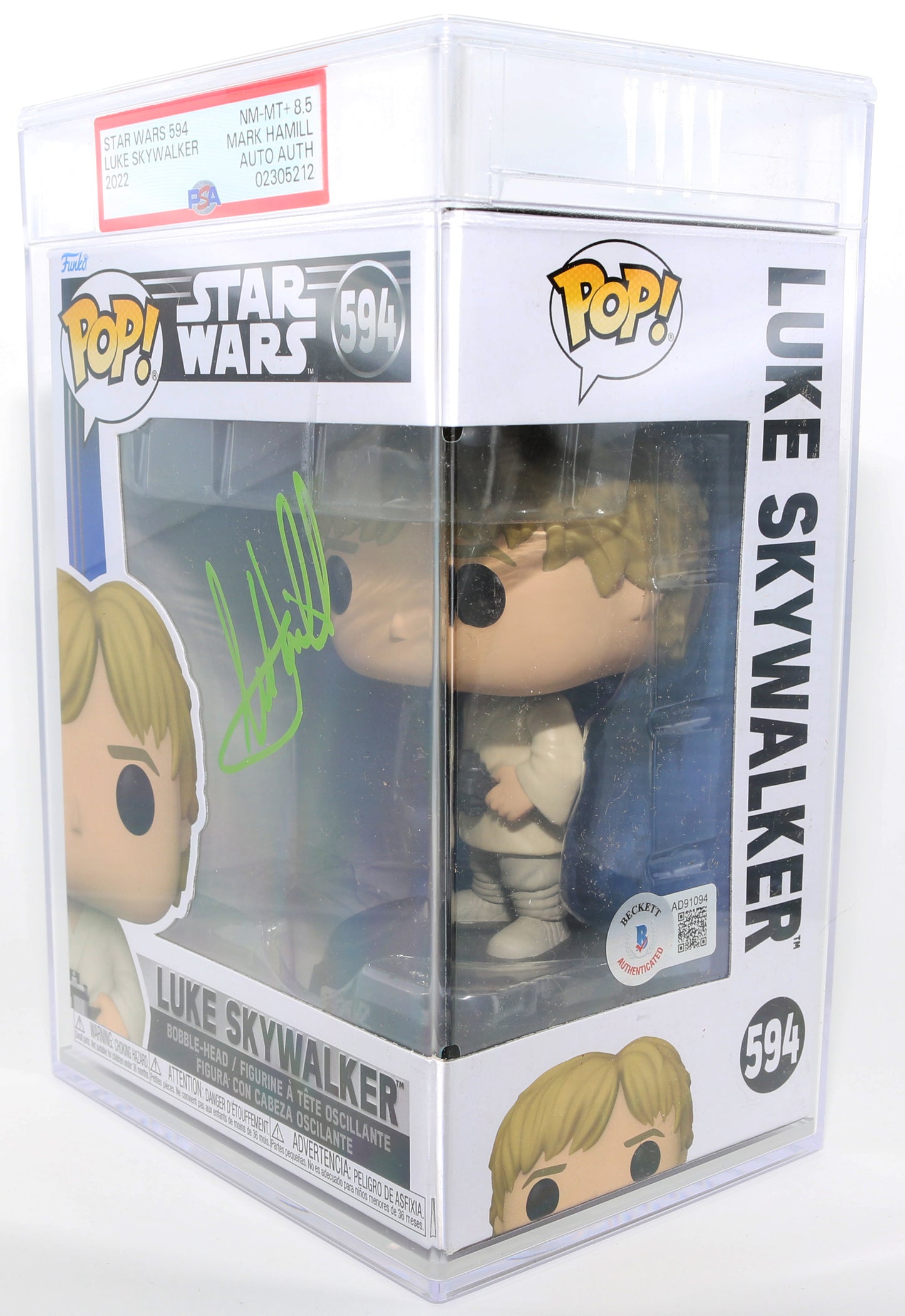 
                  
                    Mark Hamill as Luke Skywalker in Star Wars: A New Hope (Beckett / PSA Encapsulated Grade 8.5) Signed Funko POP! #594
                  
                