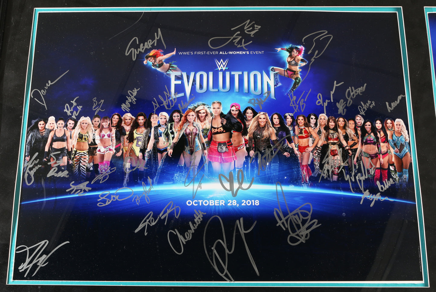 
                  
                    WWE Evolution Divas Framed Photo & Piece of Ring Canvas Limited Edition #118/200 Cast Signed by Asuka, Sasha Banks, Shayna Baszler, Bayley, Brie Bella, Nikki Bella, Alexa Bliss, Dana Brooke, Carmella, Sonya Deville, Charlotte Flair, & Others
                  
                