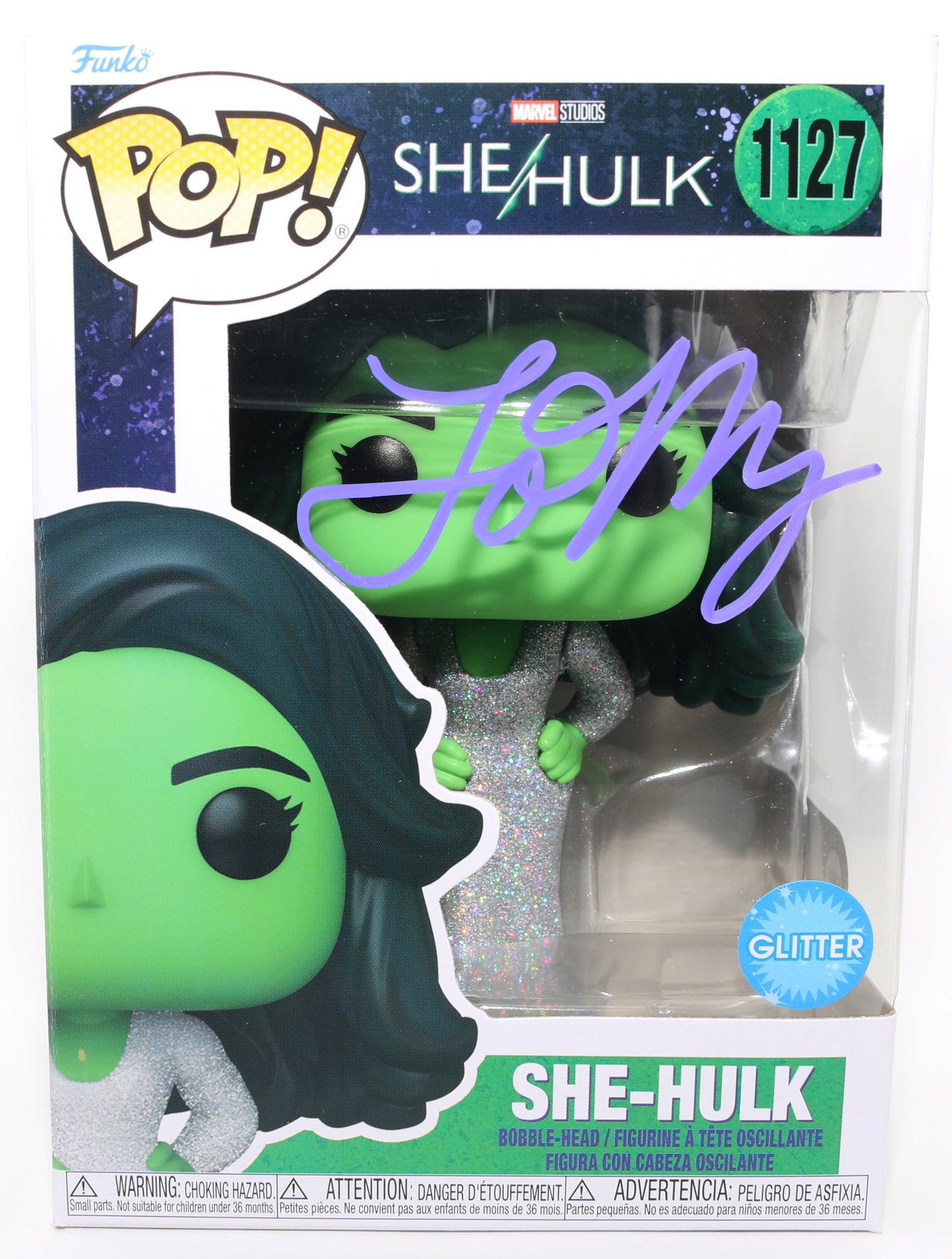 
                  
                    Tatiana Maslany as She-Hulk in She-Hulk Glitter Edition (SWAU) Signed Funko POP! #1127
                  
                