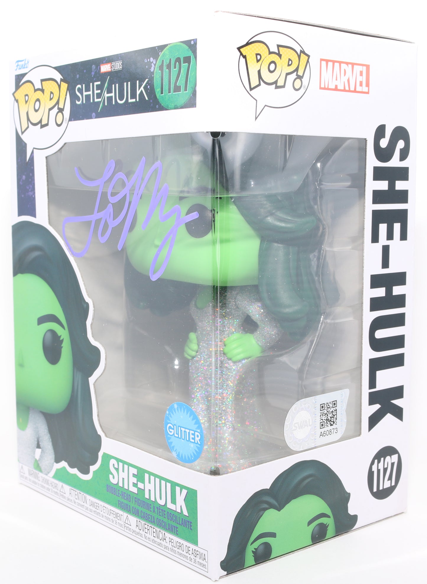 
                  
                    Tatiana Maslany as She-Hulk in She-Hulk Glitter Edition (SWAU) Signed Funko POP! #1127
                  
                