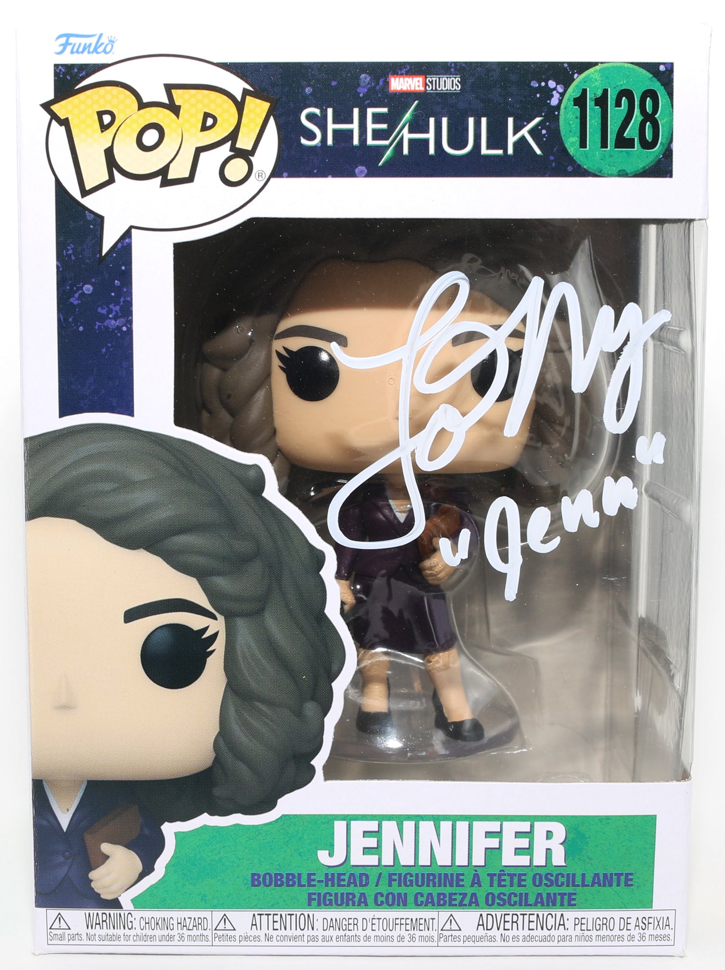 
                  
                    Tatiana Maslany as Jennifer Walters in She-Hulk (SWAU) Signed Funko POP! #1128 with Character Name
                  
                