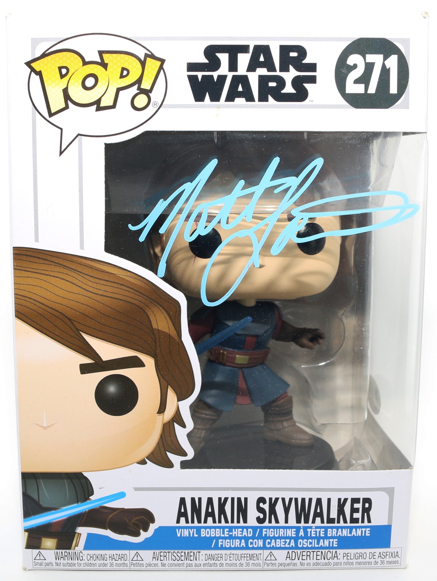 
                  
                    Matt Lanter as Anakin Skywalker in Star Wars: The Clone Wars (Beckett) Signed Funko POP! #271
                  
                