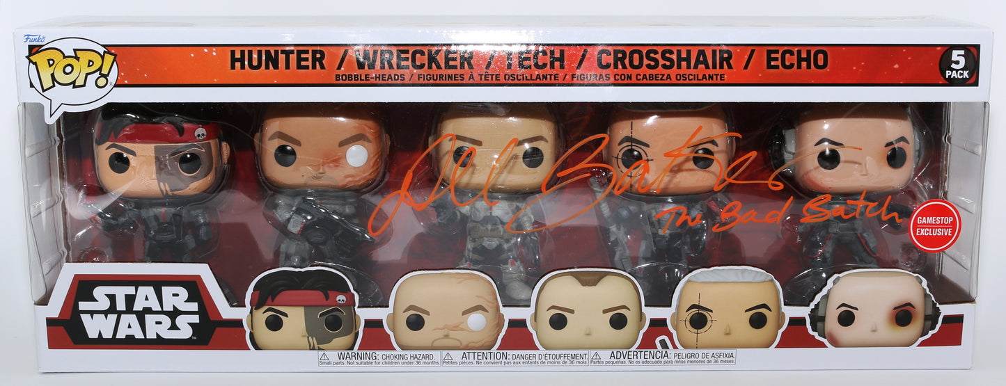 
                  
                    Dee Bradley Baker as The Bad Batch in Star Wars: The Bad Batch GameStop Exclusive Signed Funko POP! 5-Pack with Character Name
                  
                