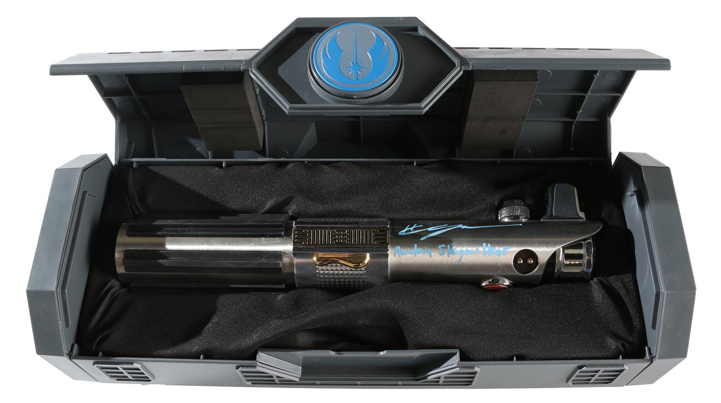 
                  
                    Anakin Skywalker from Star Wars Galaxy's Edge Prop Replica Lightsaber Signed by Hayden Christensen with Character Name
                  
                