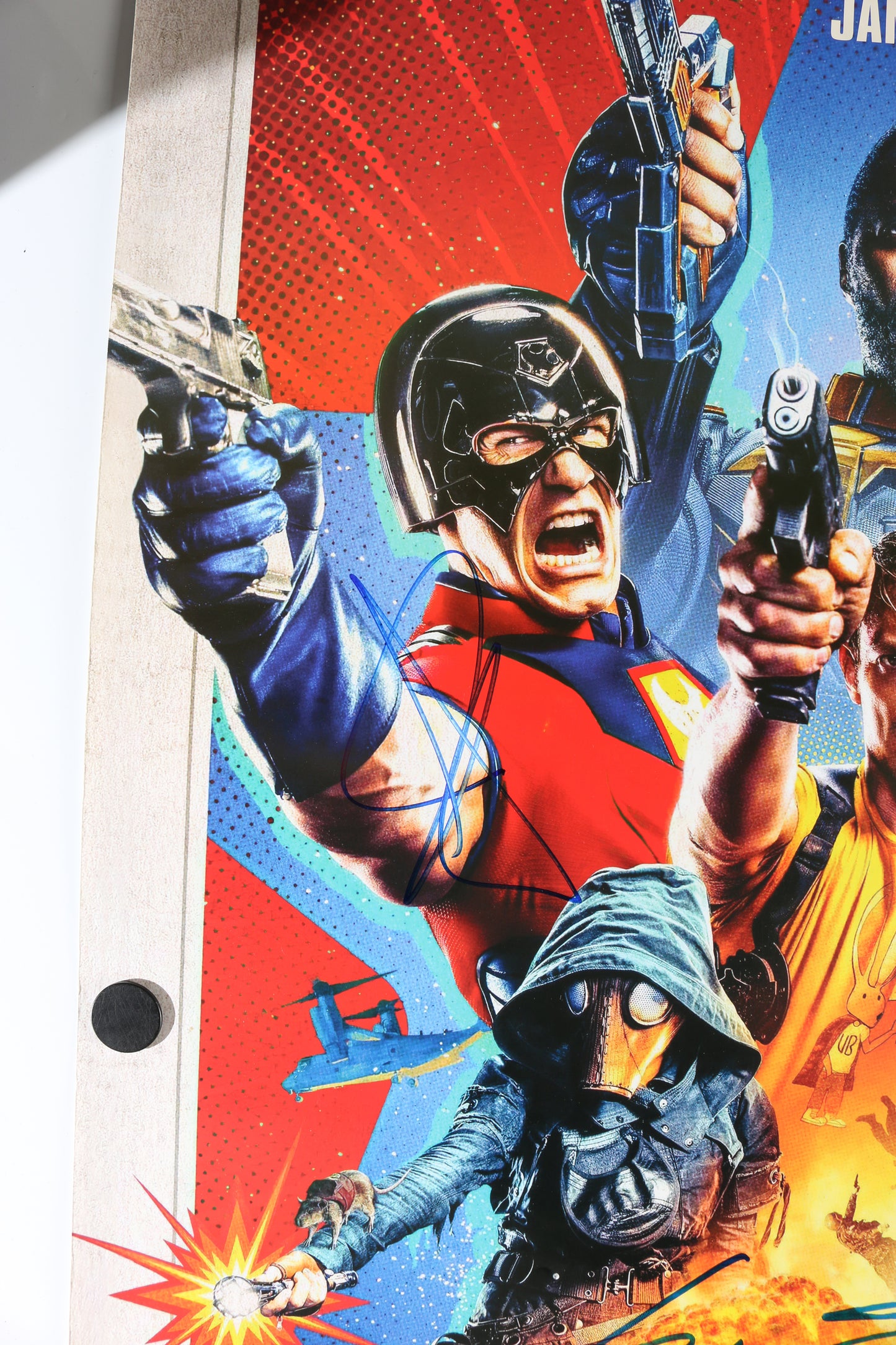 
                  
                    John Cena as Peacemaker, Margot Robbie as Harley Quinn, & Sylvester Stallone as King Shark in The Suicide Squad (Celebrity Authentics / Official Pix) Signed 27x40 Poster
                  
                