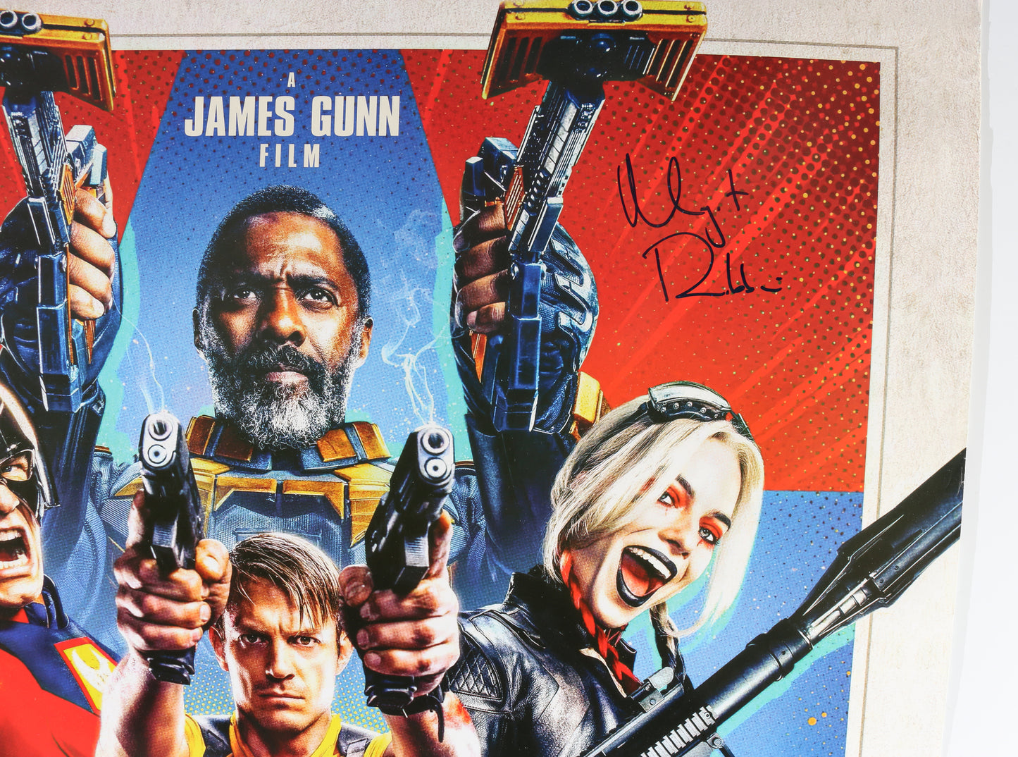 
                  
                    John Cena as Peacemaker, Margot Robbie as Harley Quinn, & Sylvester Stallone as King Shark in The Suicide Squad (Celebrity Authentics / Official Pix) Signed 27x40 Poster
                  
                