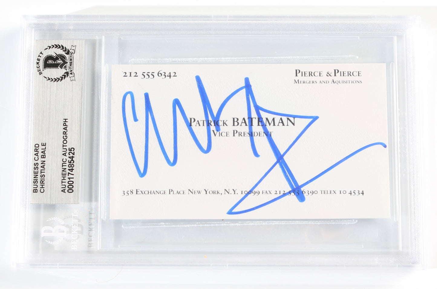 
                  
                    Christian Bale as Patrick Bateman in American Psycho (Beckett Encapsulated) Prop Replica Business Card
                  
                