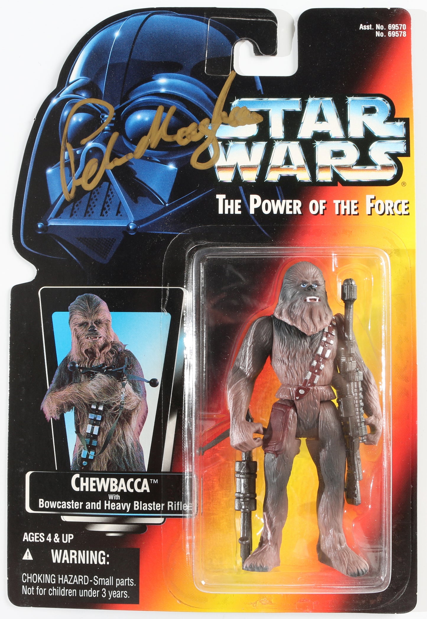 
                  
                    Peter Mayhew as Chewbacca in Star Wars: The Empire Strikes Back POTF Power of the Force Kenner Hasbro 1995 Signed Action Figure
                  
                
