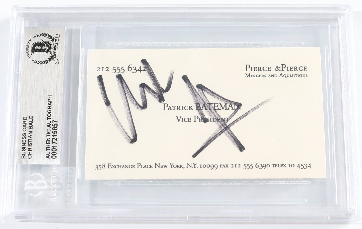 
                  
                    Christian Bale as Patrick Bateman in American Psycho (Beckett Slabbed) Prop Replica Business Card
                  
                