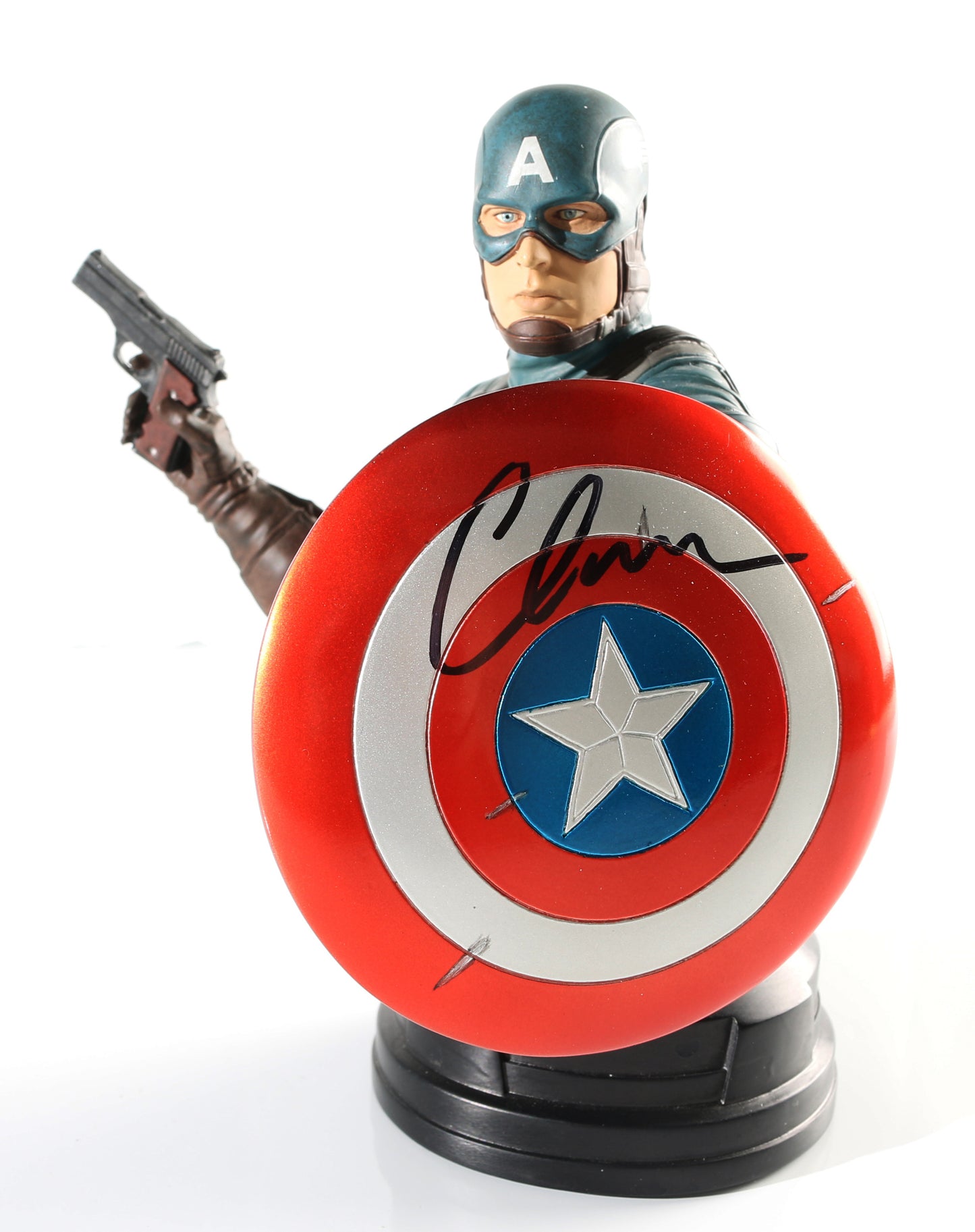 
                  
                    Chris Evans as Captain America in Captain America: The First Avenger (Beckett) Signed Gentle Giant Collectible Bust Statue
                  
                