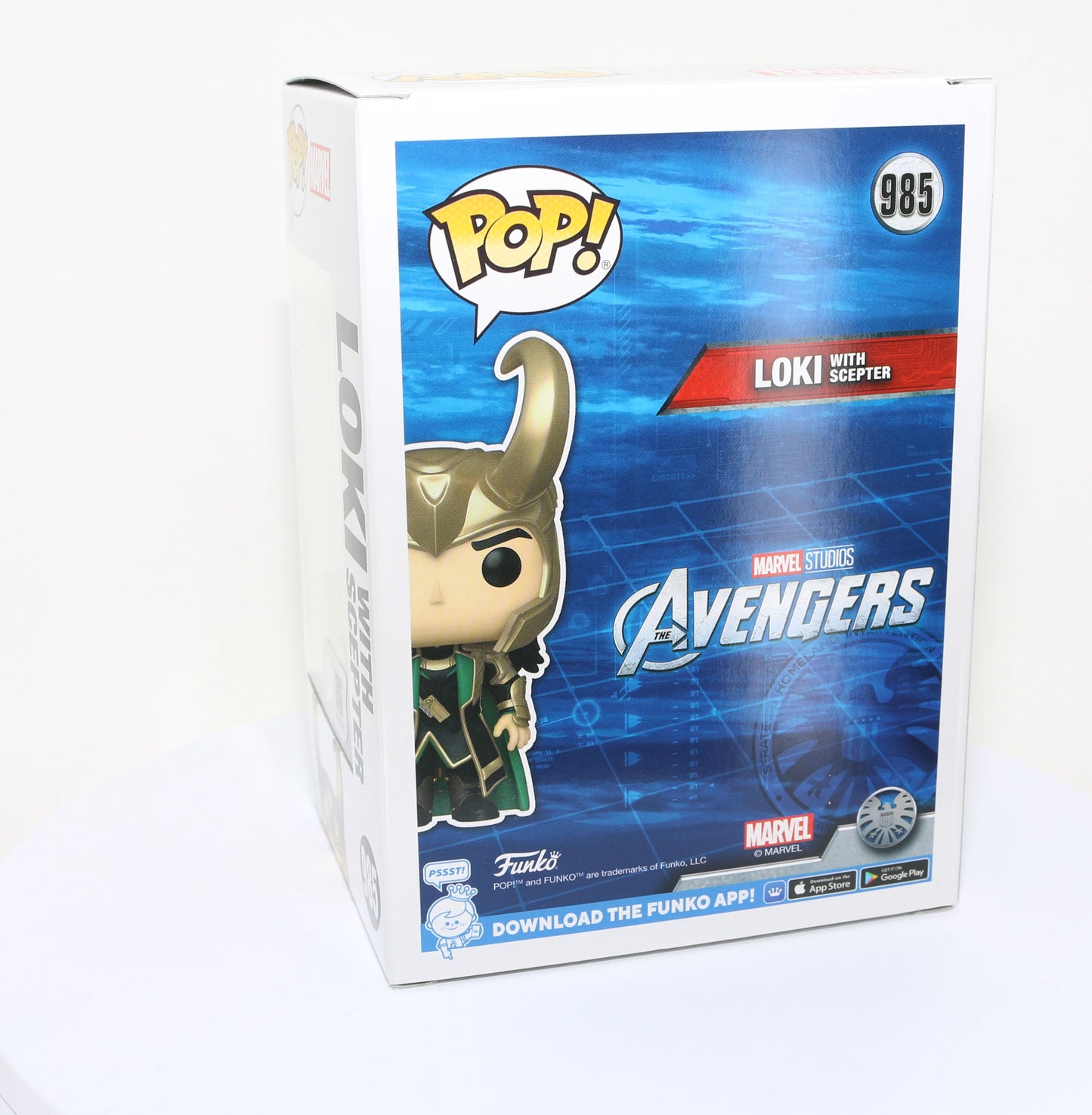 
                  
                    Tom Hiddleston as Loki with Scepter in Avengers EE Glow in the Dark Exclusive (SWAU) Signed Funko POP! #985
                  
                