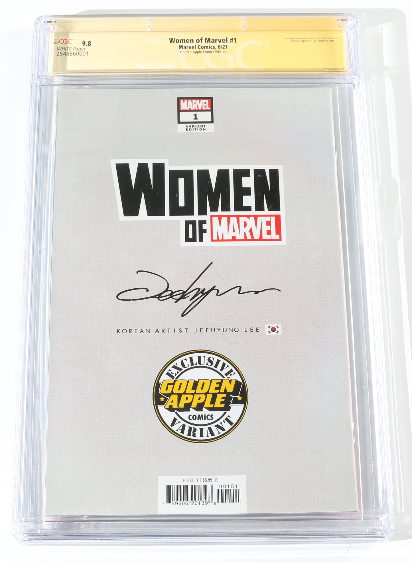 
                  
                    Women of Marvel #1 Golden Apple Comics Variant - Signed by Elizabeth Olsen as Scarlet Witch in Avengers: Age of Ultron (CGC Signature Series 9.8) 2021
                  
                