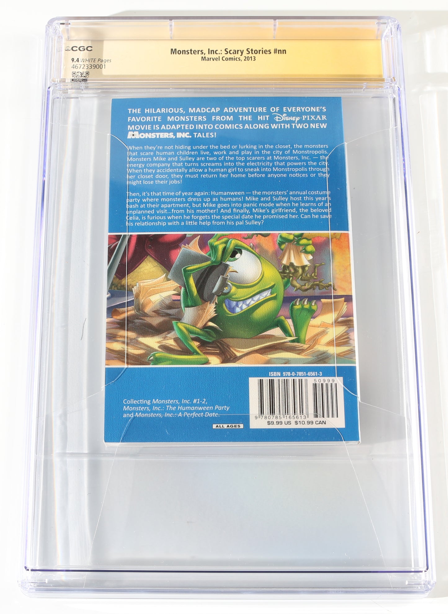 
                  
                    Billy Crystal as Mike Wazowski & John Goodman as James P. Sullivan / Sulley in Monsters, Inc. (CGC Signature Series 9.4) 2013
                  
                